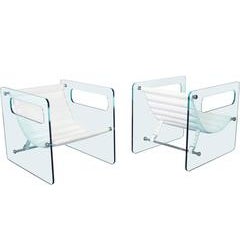 Italian "Naked" Glass Lounge Chairs by Giovanni Tommaso 8