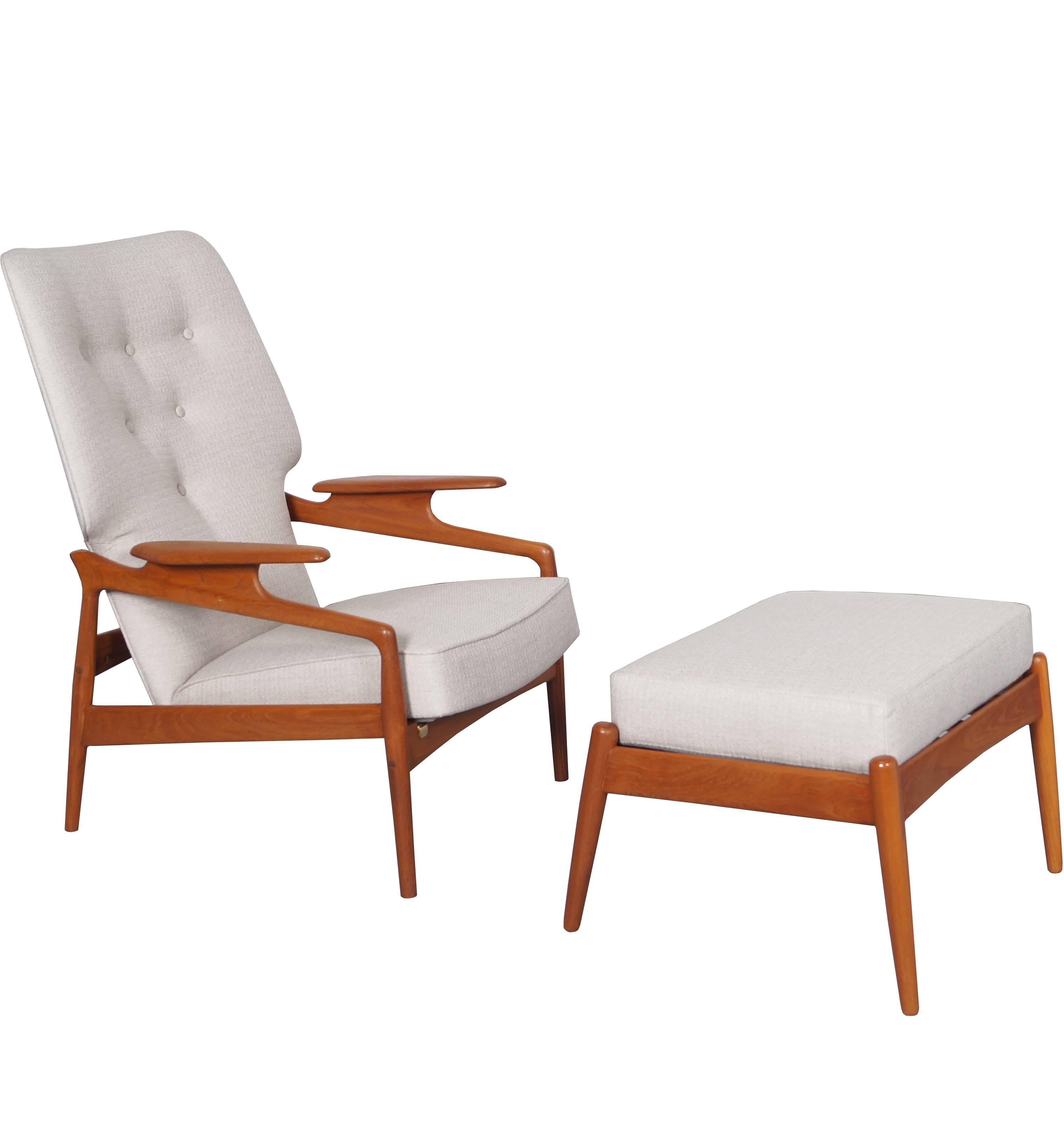 Danish Reclining Lounge Chair and Ottoman