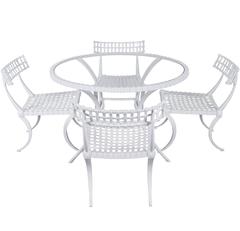 Vintage Cast Aluminum "Klismos" Dining Set by Thinline 12