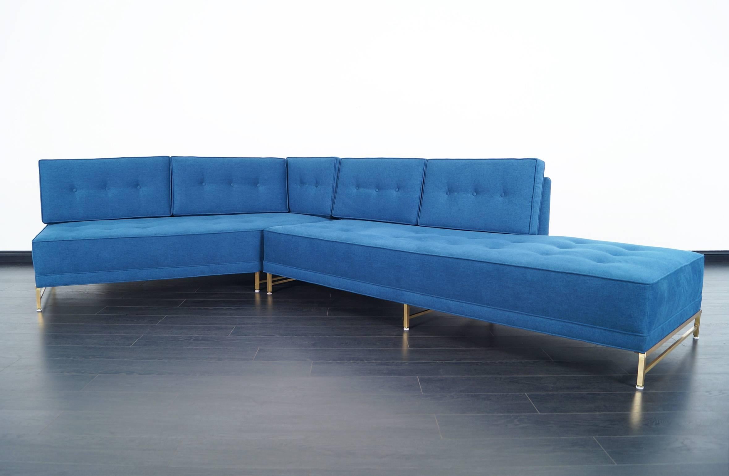 Mid-20th Century Vintage Brass Sectional Sofa by Paul McCobb for Directional