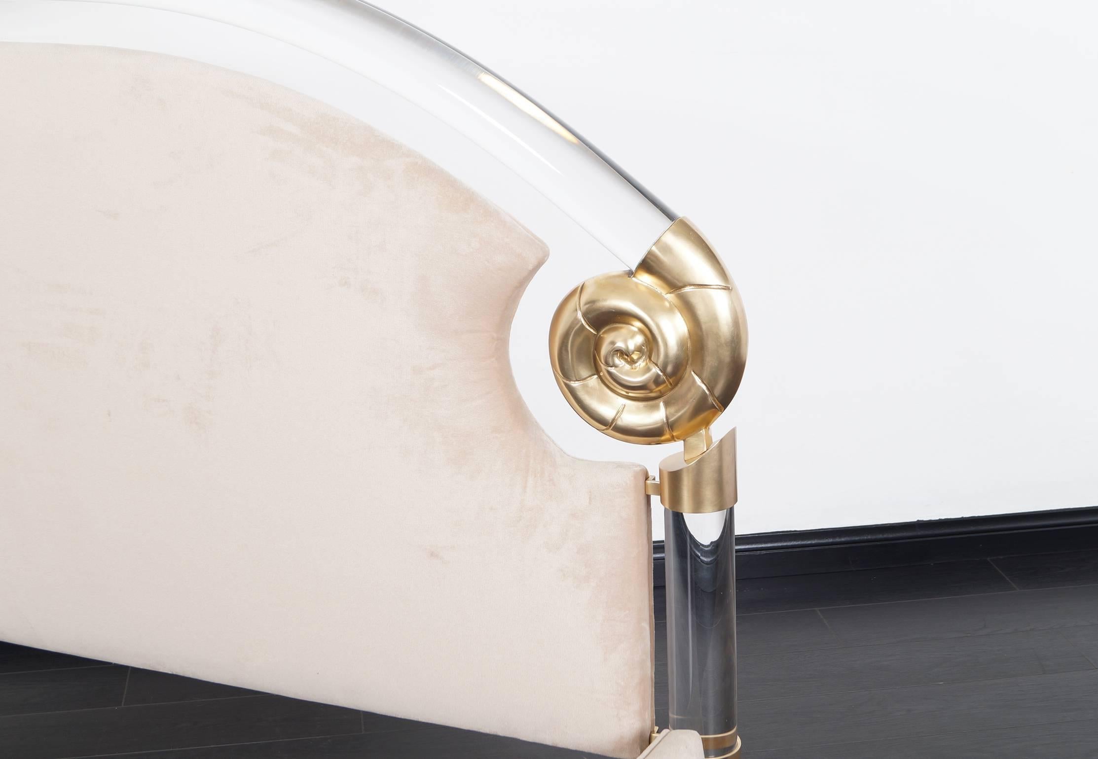 Exceptional Lucite and Brass King-Sized Bed by Marcello Mioni 1