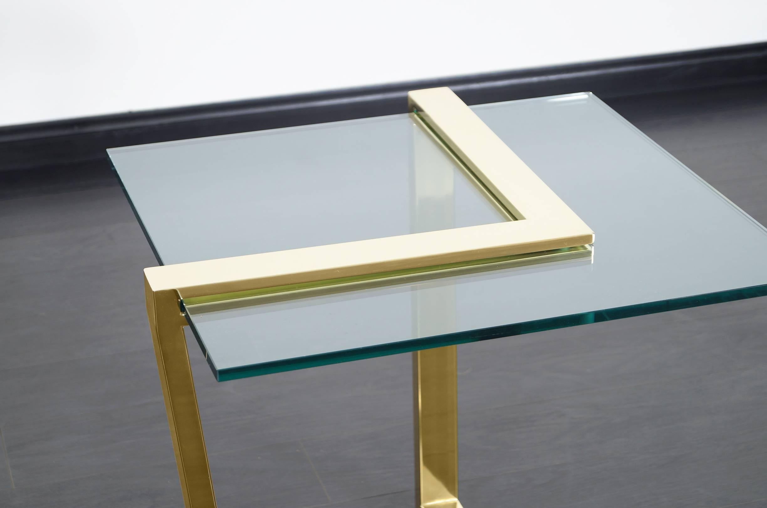 Late 20th Century Vintage Brass Cantilevered Side Tables by DIA