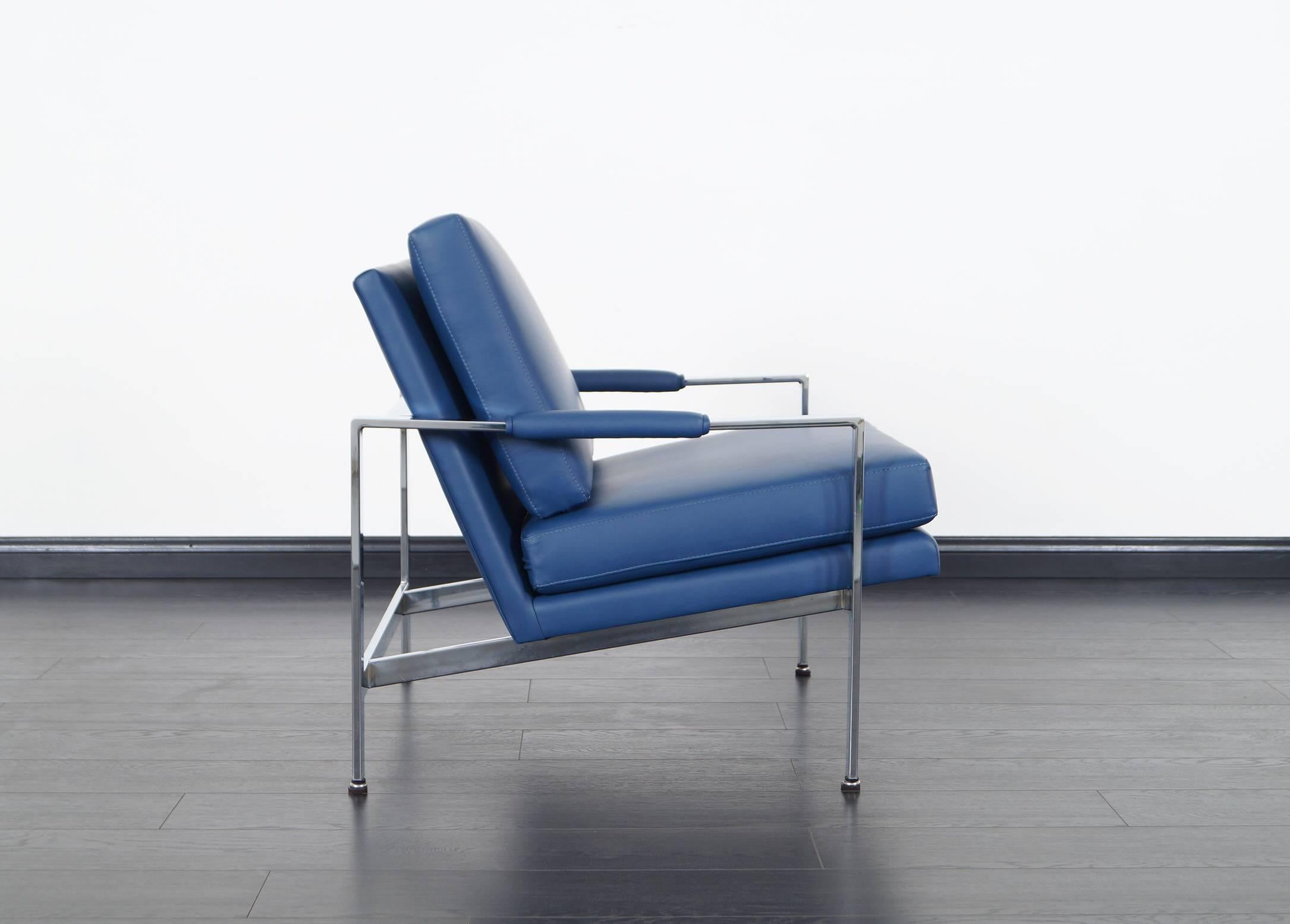 Vintage Leather Lounge Chairs by Milo Baughman 3