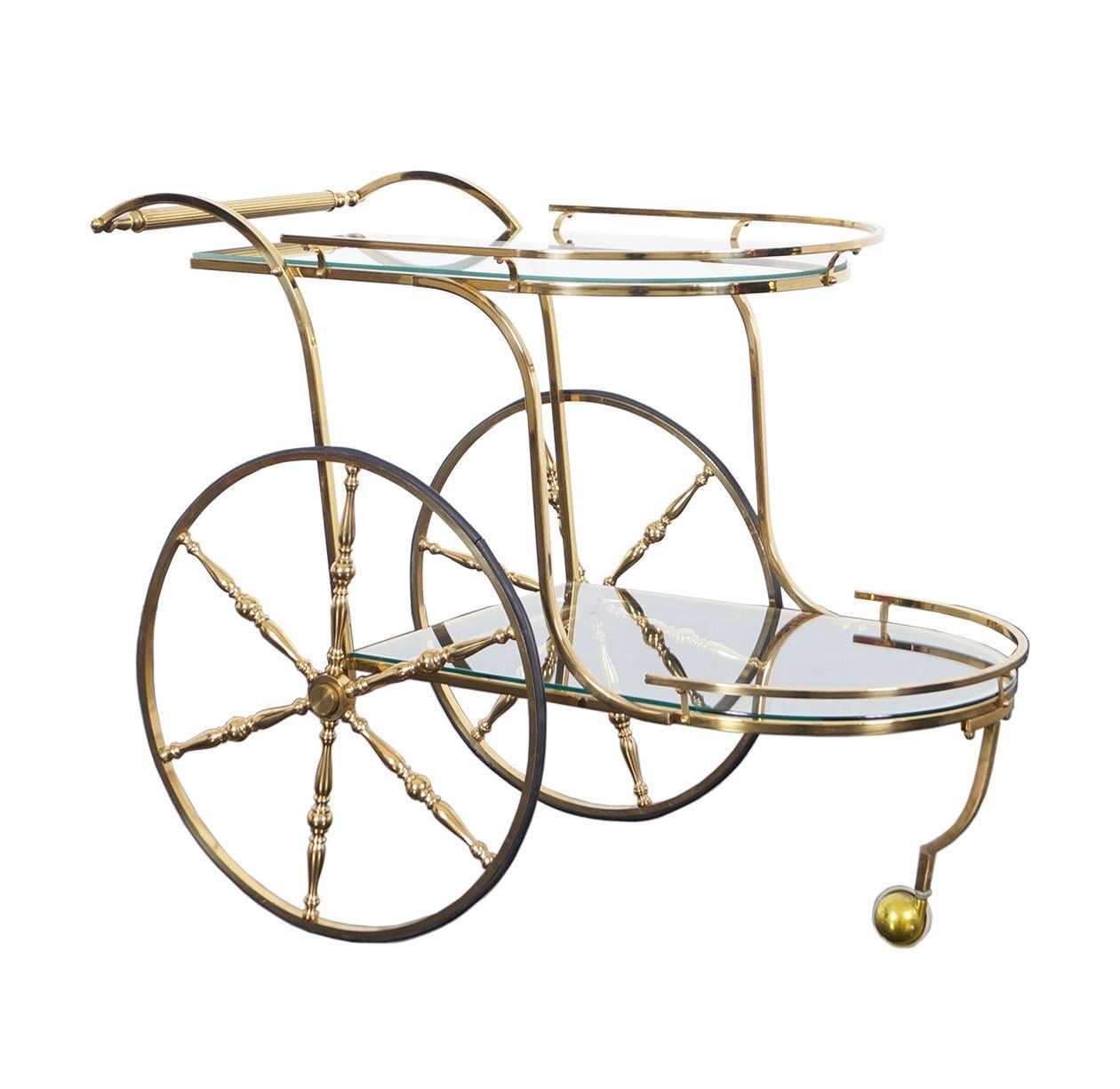 Vintage Italian Brass Bar Cart