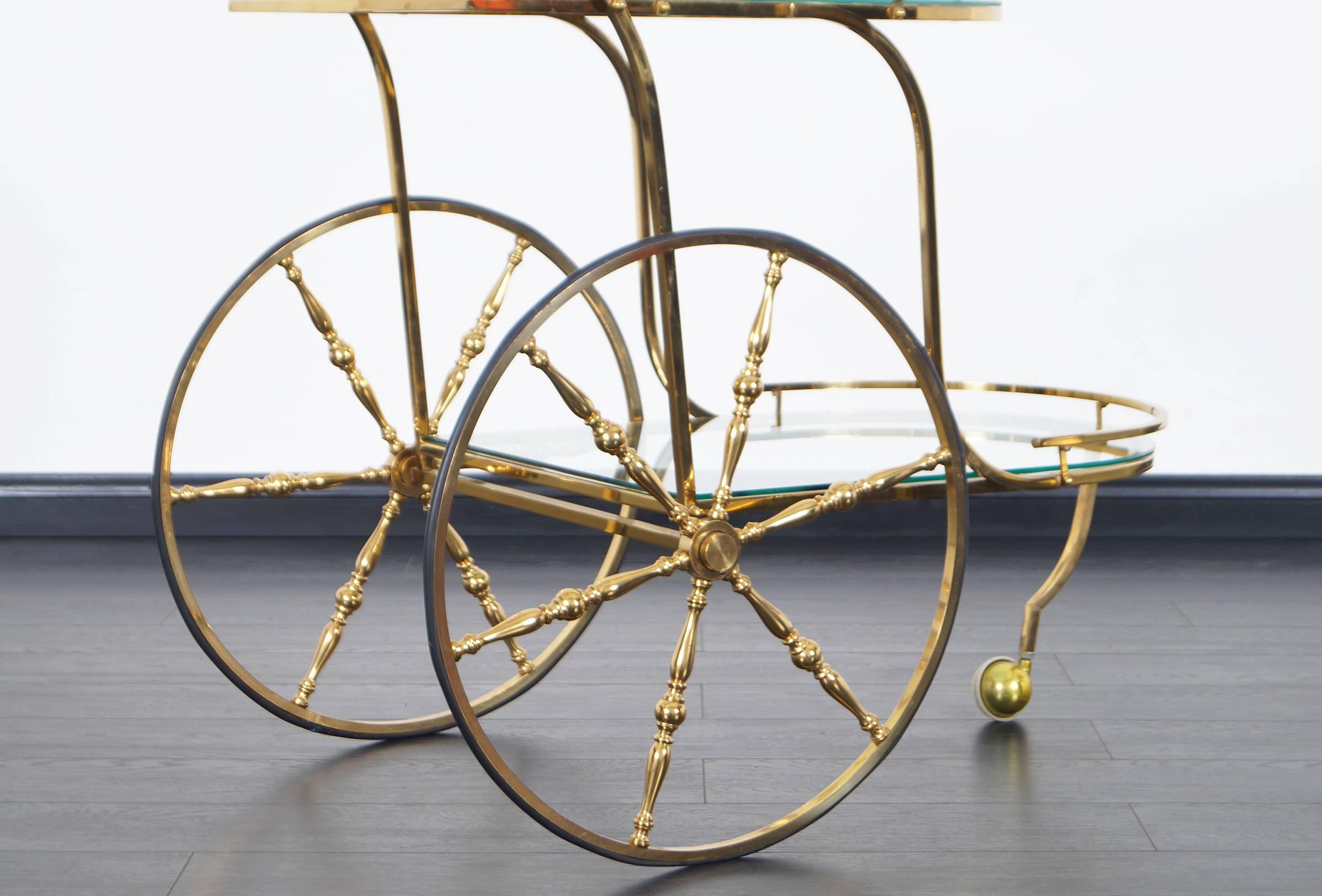 Mid-20th Century Vintage Italian Brass Bar Cart