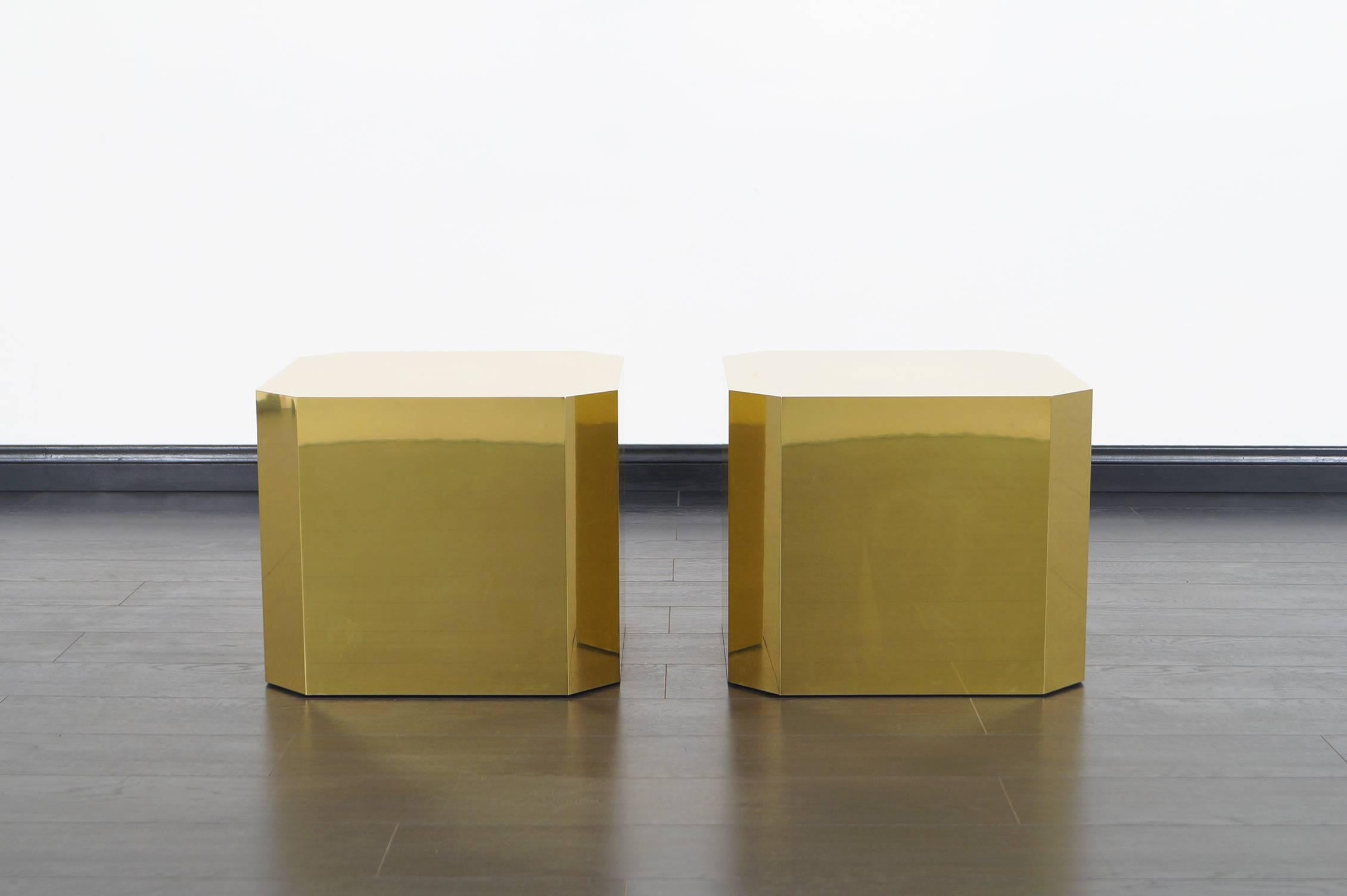 American Vintage Brass Side Tables by Mastercraft