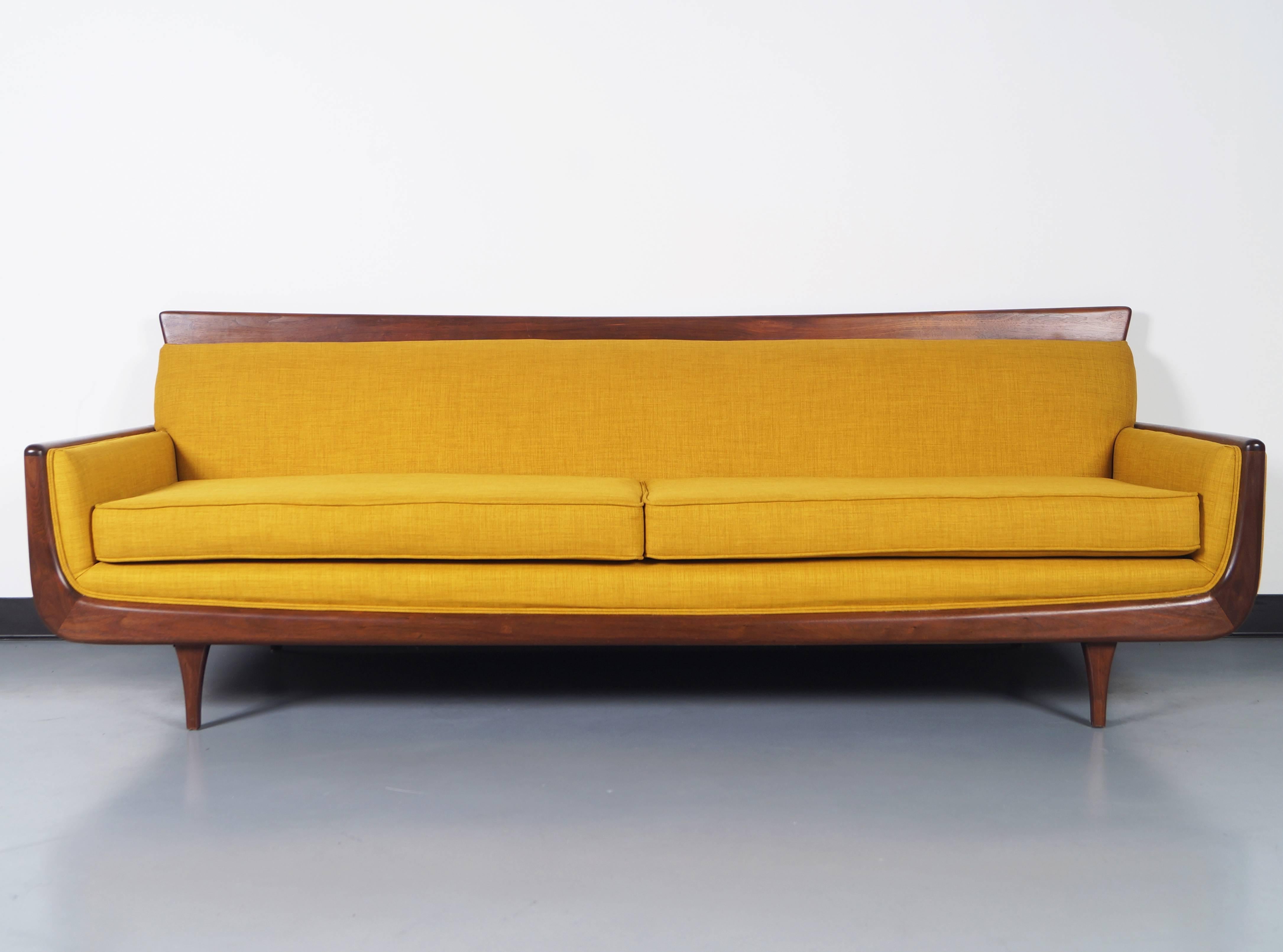 American Mid-Century Modern Walnut Sofa