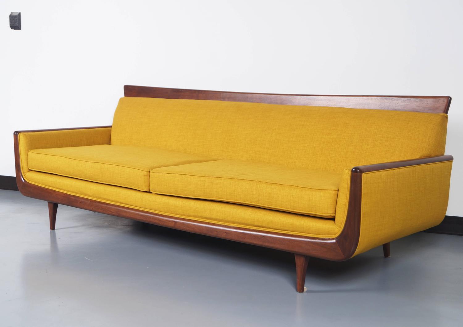 MidCentury Modern Walnut Sofa at 1stdibs