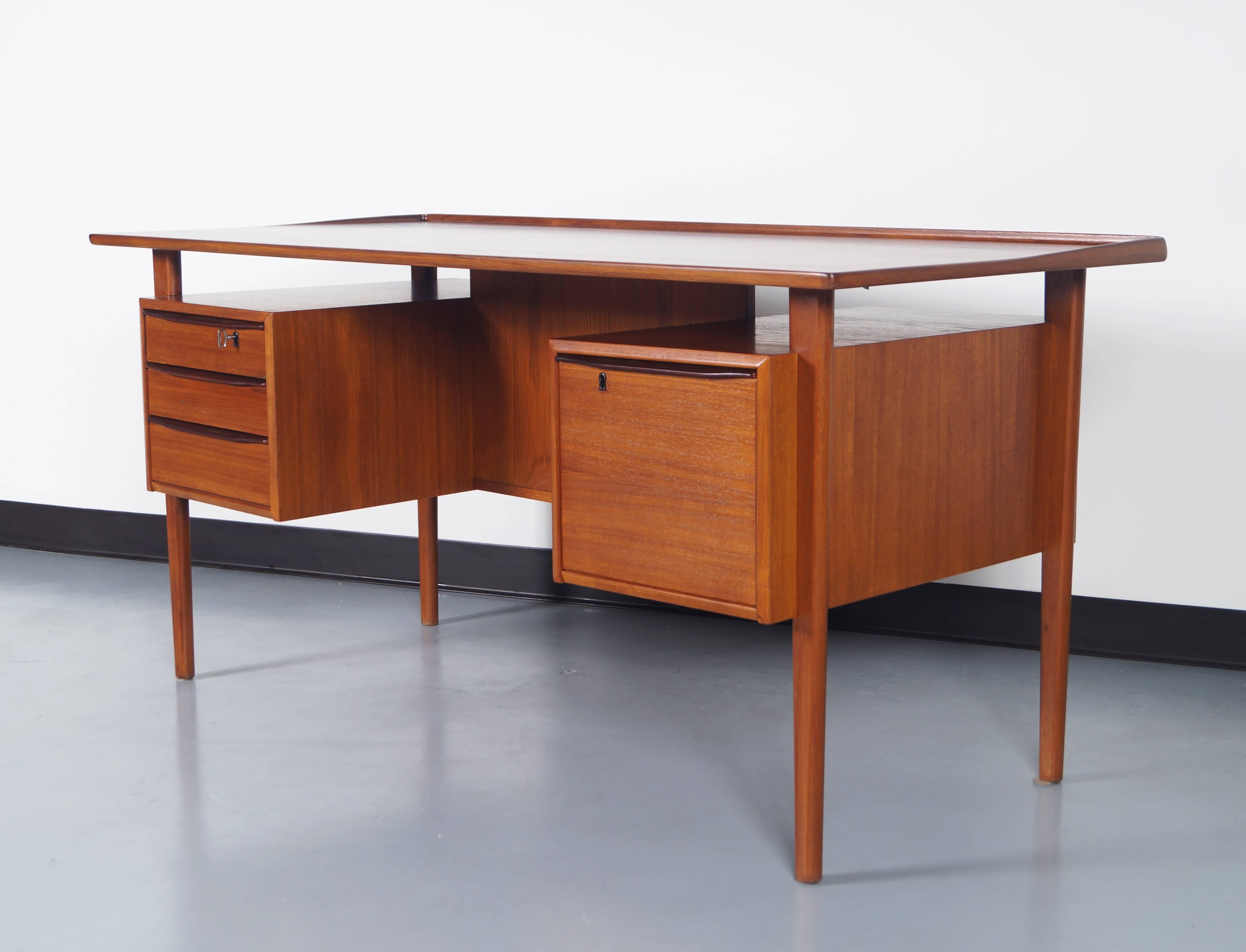 Teak Danish Floating Top Desk by Peter Lovig Nielsen