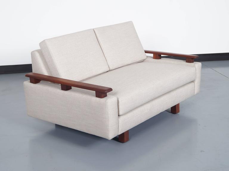 MidCentury Modern Walnut Loveseat at 1stDibs