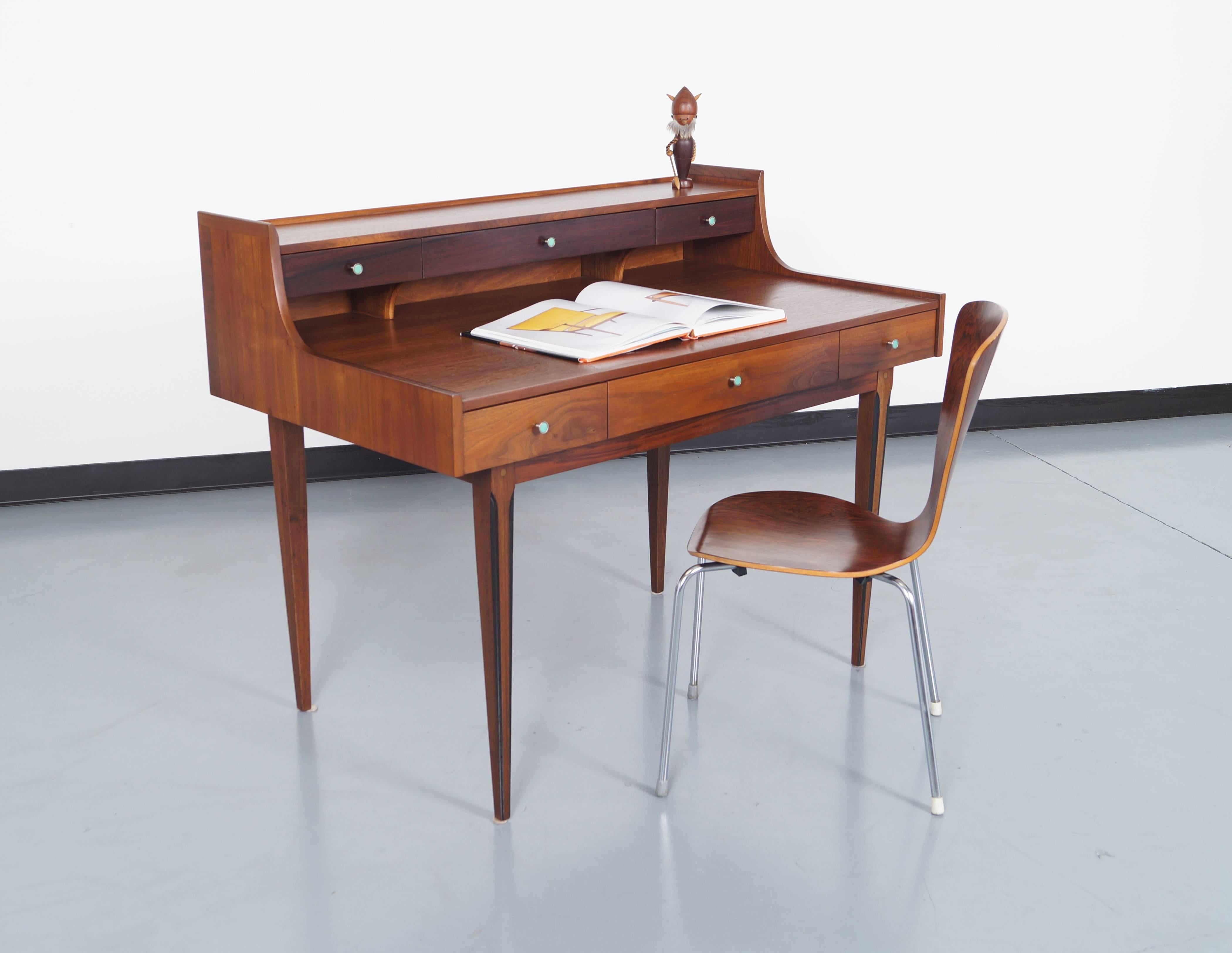 Mid-Century Modern Vintage Walnut Desk by Kroehler