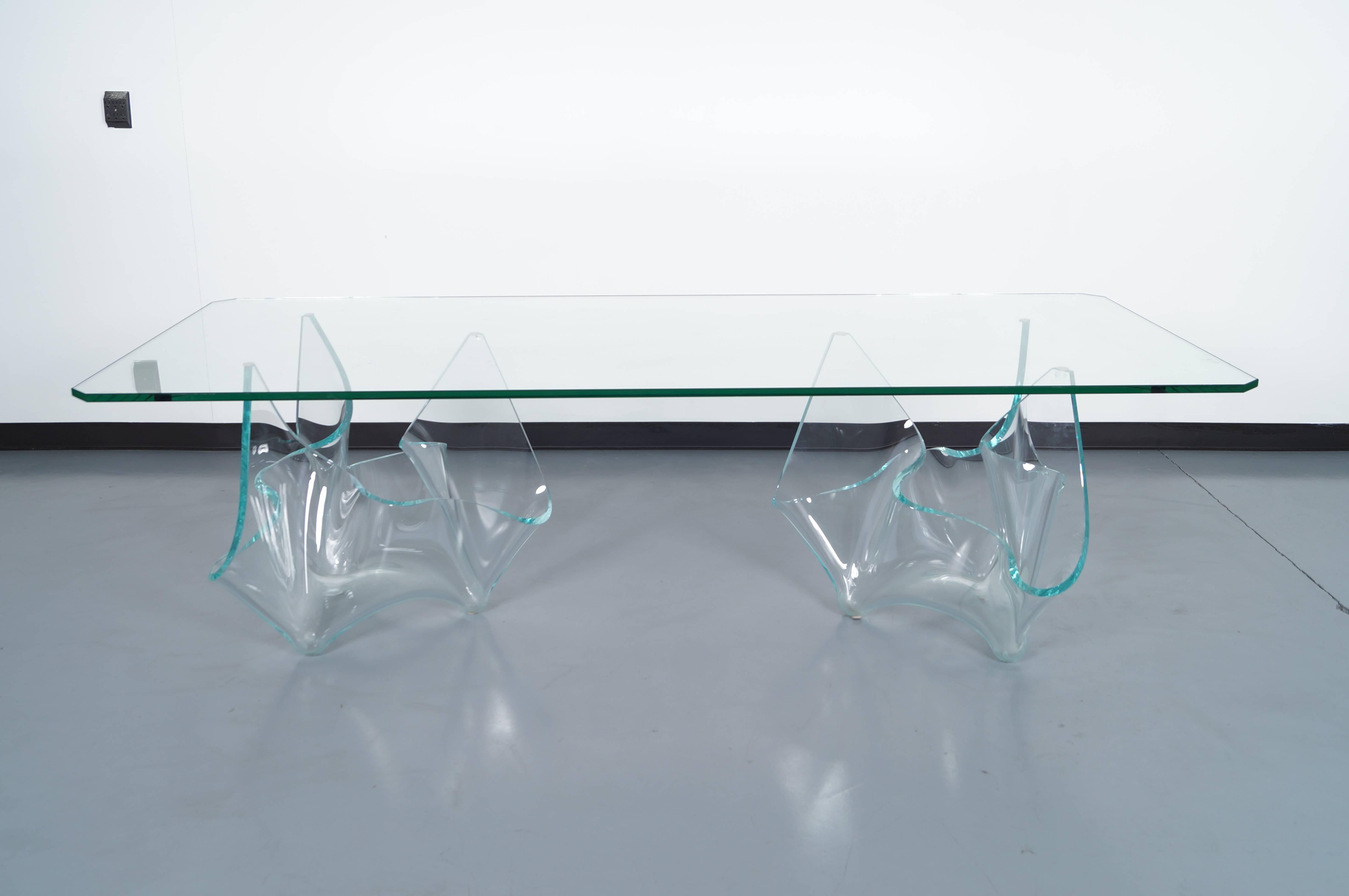 Mid-Century Modern Vintage Sculptural Glass Dining Table by Laurel Fyfe
