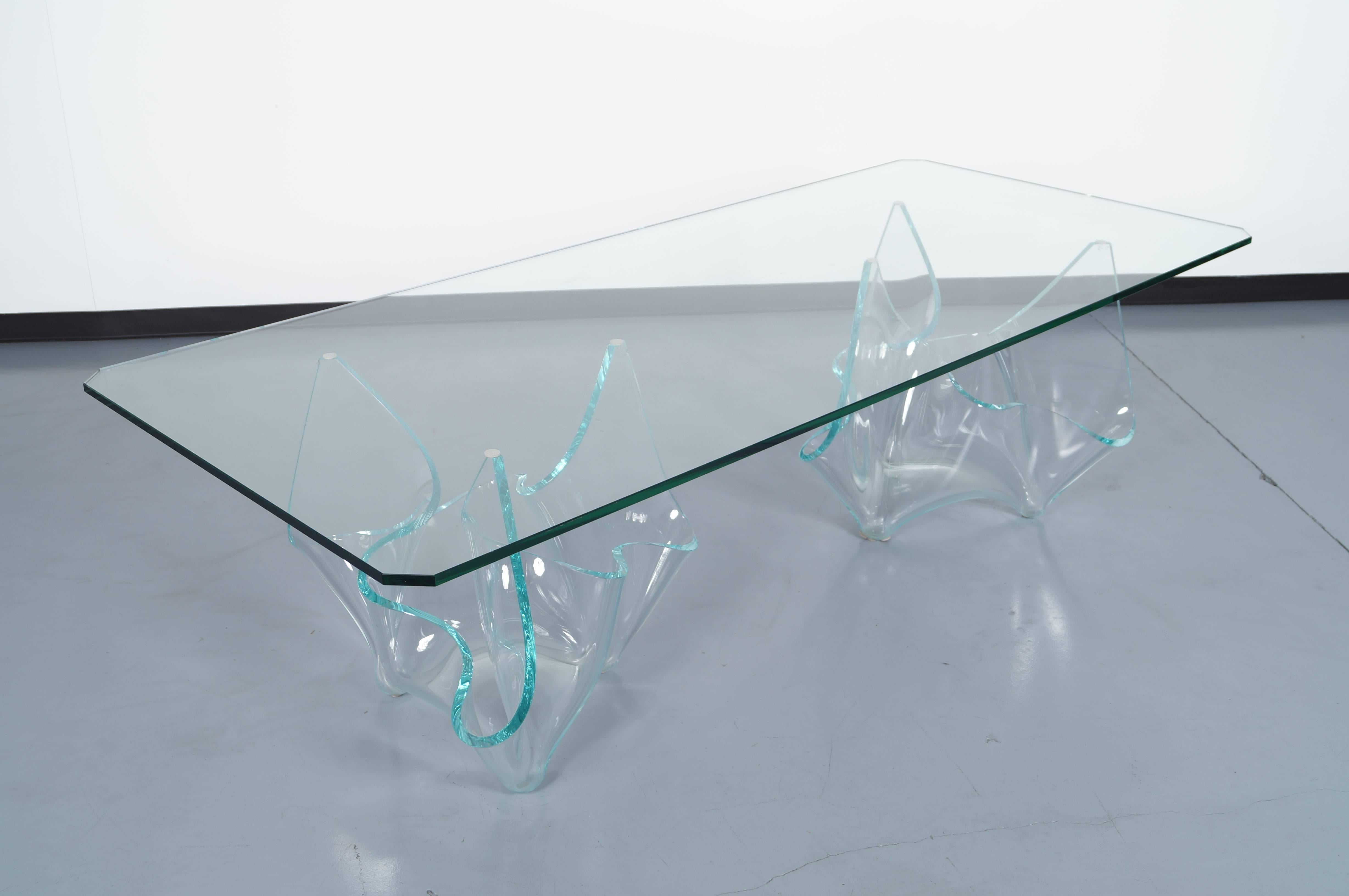 Vintage Sculptural Glass Dining Table by Laurel Fyfe In Good Condition In North Hollywood, CA