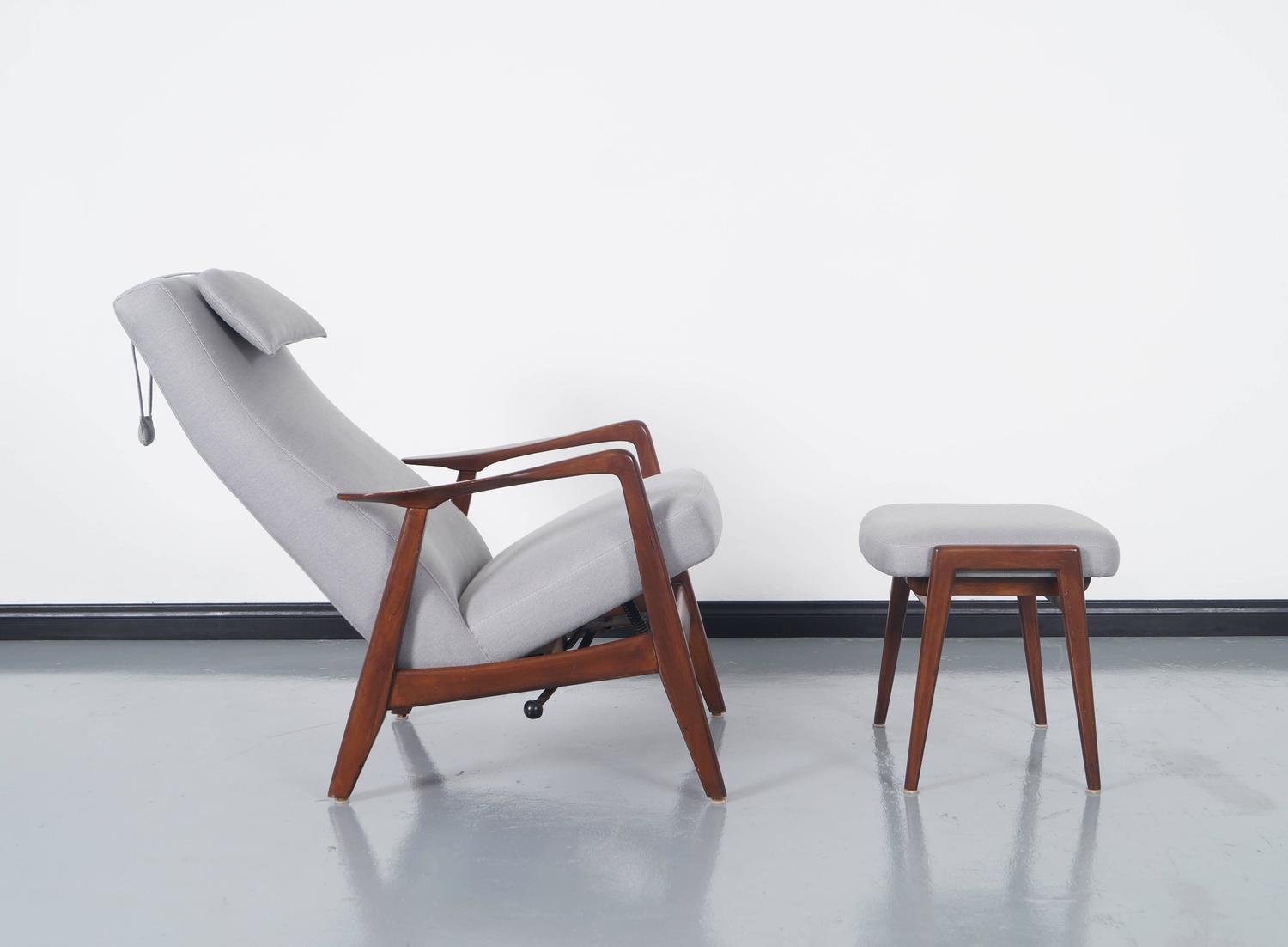 Vintage Reclining Lounge Chair And Ottoman By Folke Ohlsson For Dux At 1stdibs