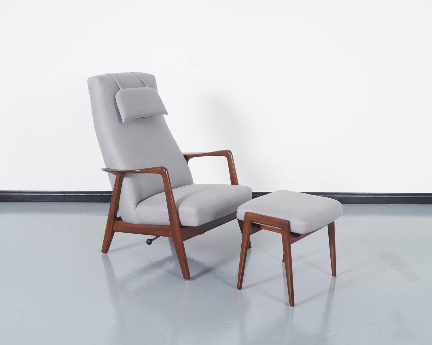 Vintage Reclining Lounge Chair and Ottoman by Folke Ohlsson for Dux at