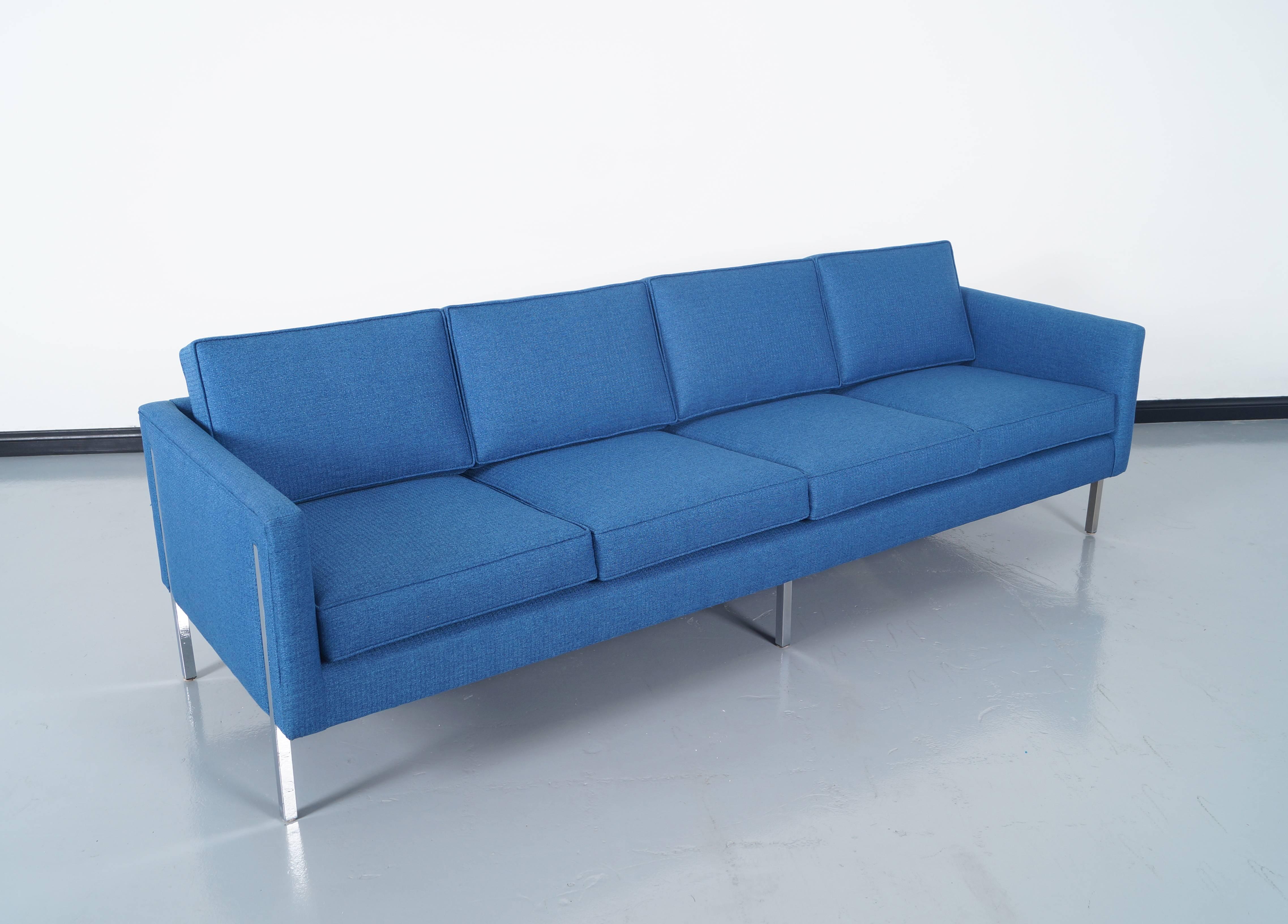 Mid-Century Modern chrome sofa in the manner of Harvey Probber.