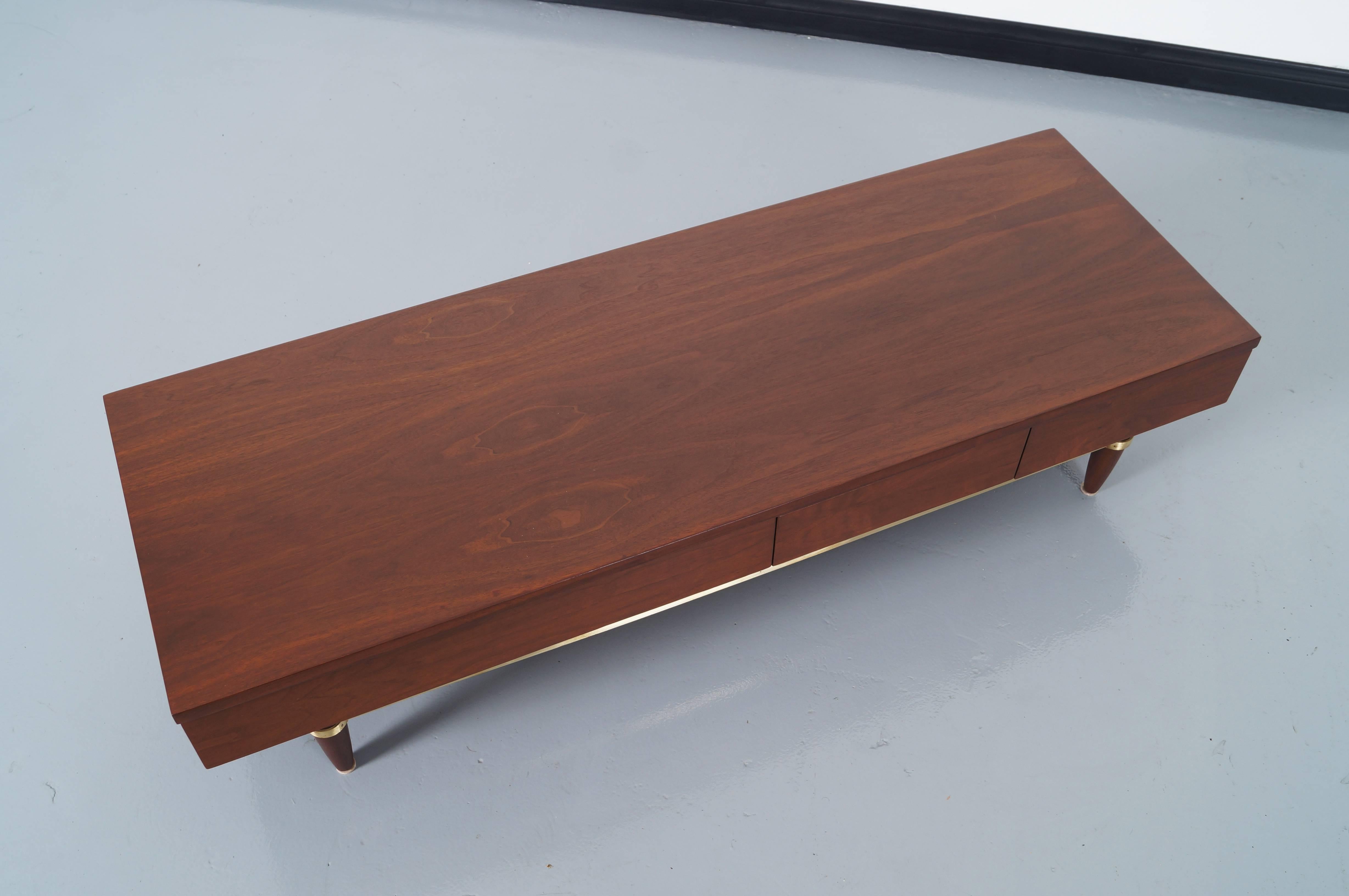 Mid-Century Modern American of Martinsville Walnut Bench by Merton Gershun