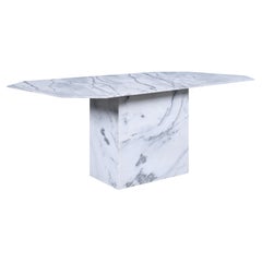 Vintage Italian Bianco Carrara Marble Dining Table, 1970s
