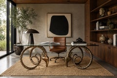 Mid-Century Brass Ibex Rams Head Dining Table Bases After Alain Chervet