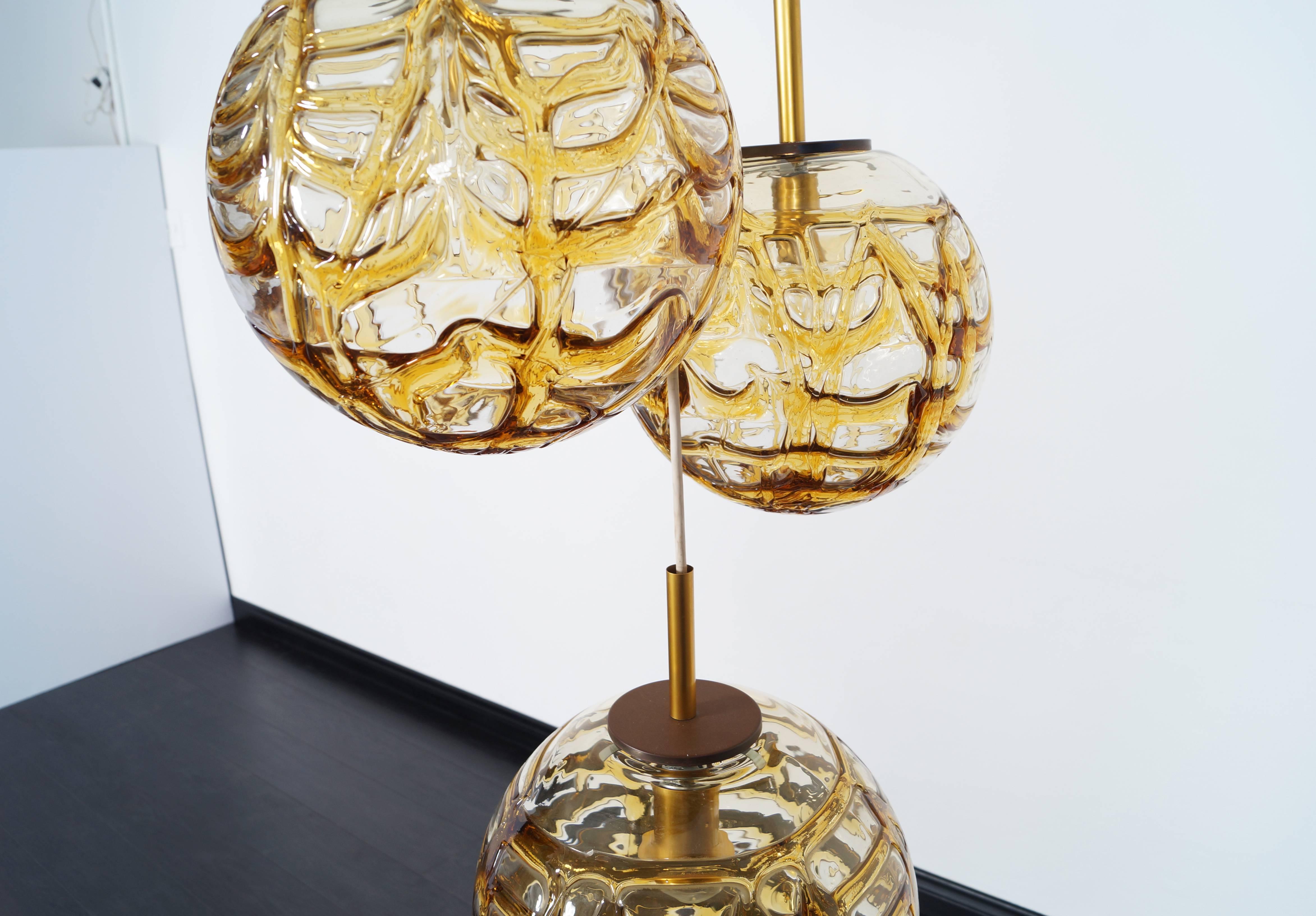 Mid-20th Century Vintage Amber Glass Globes Chandelier by Doria