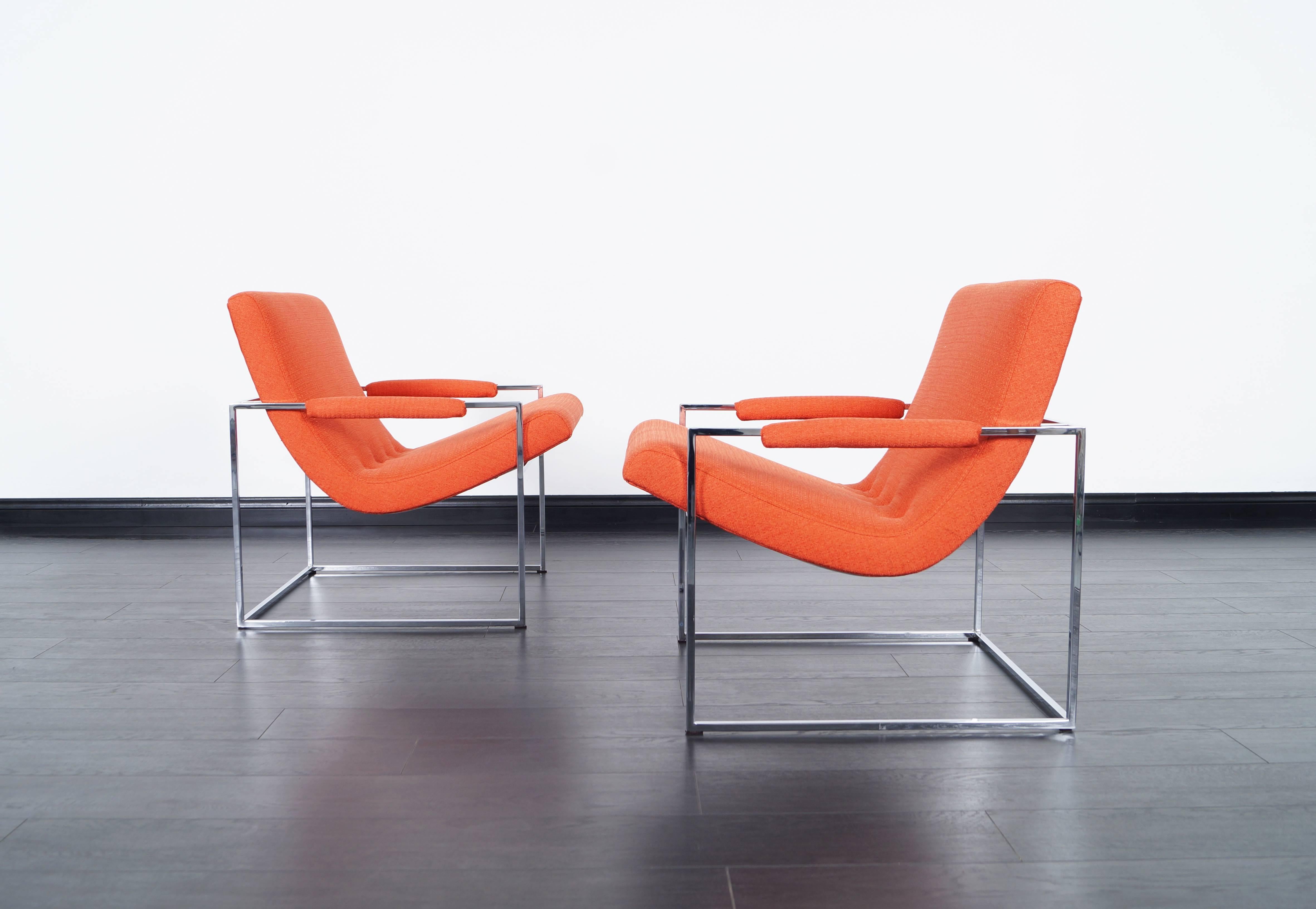 Vintage Chrome Lounge Chairs by Milo Baughman 3