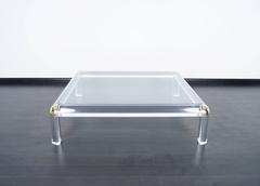 Monumental Lucite and Brass Coffee Table