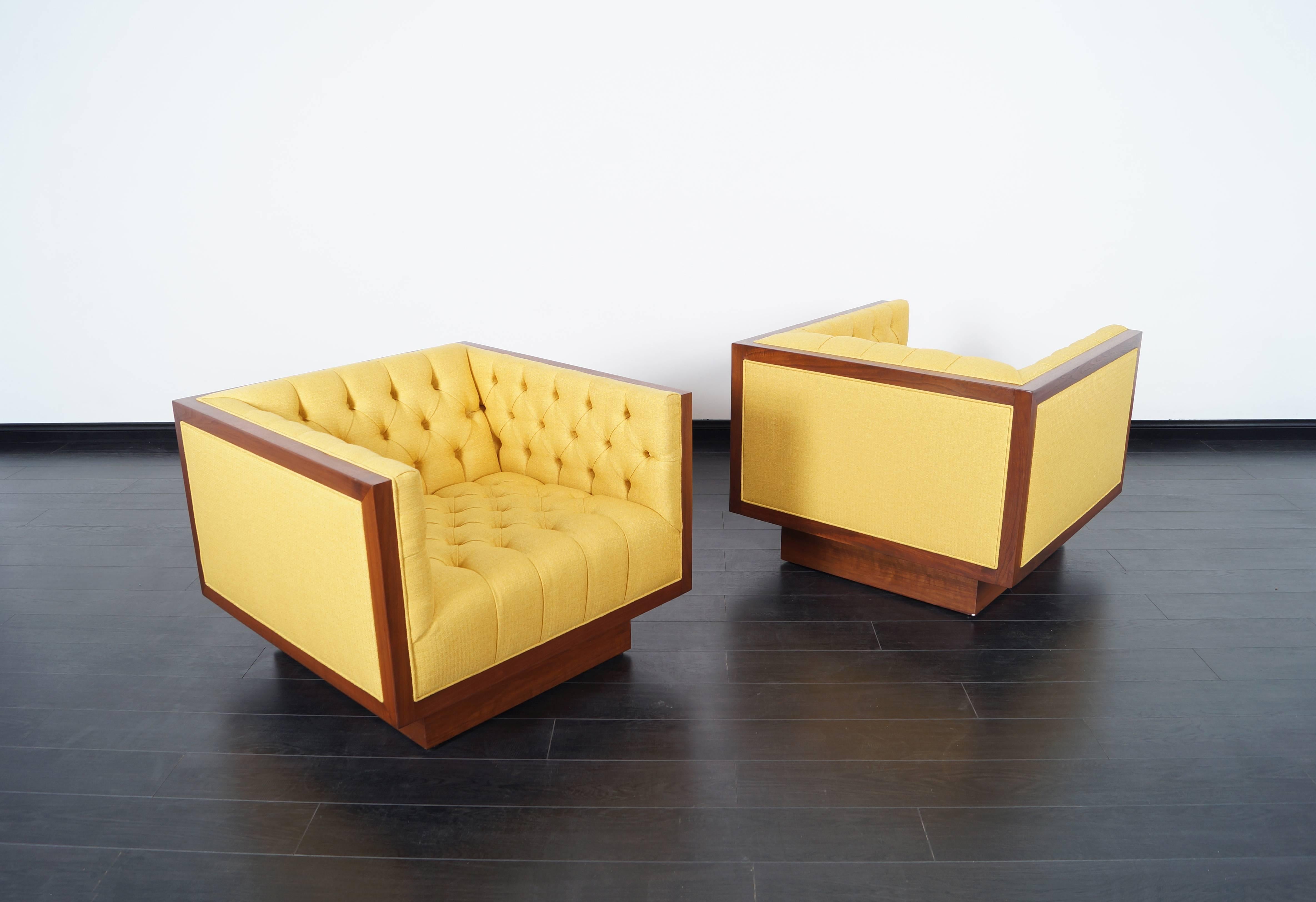 Mid-Century Modern Vintage Tufted Lounge Chairs by Milo Baughman