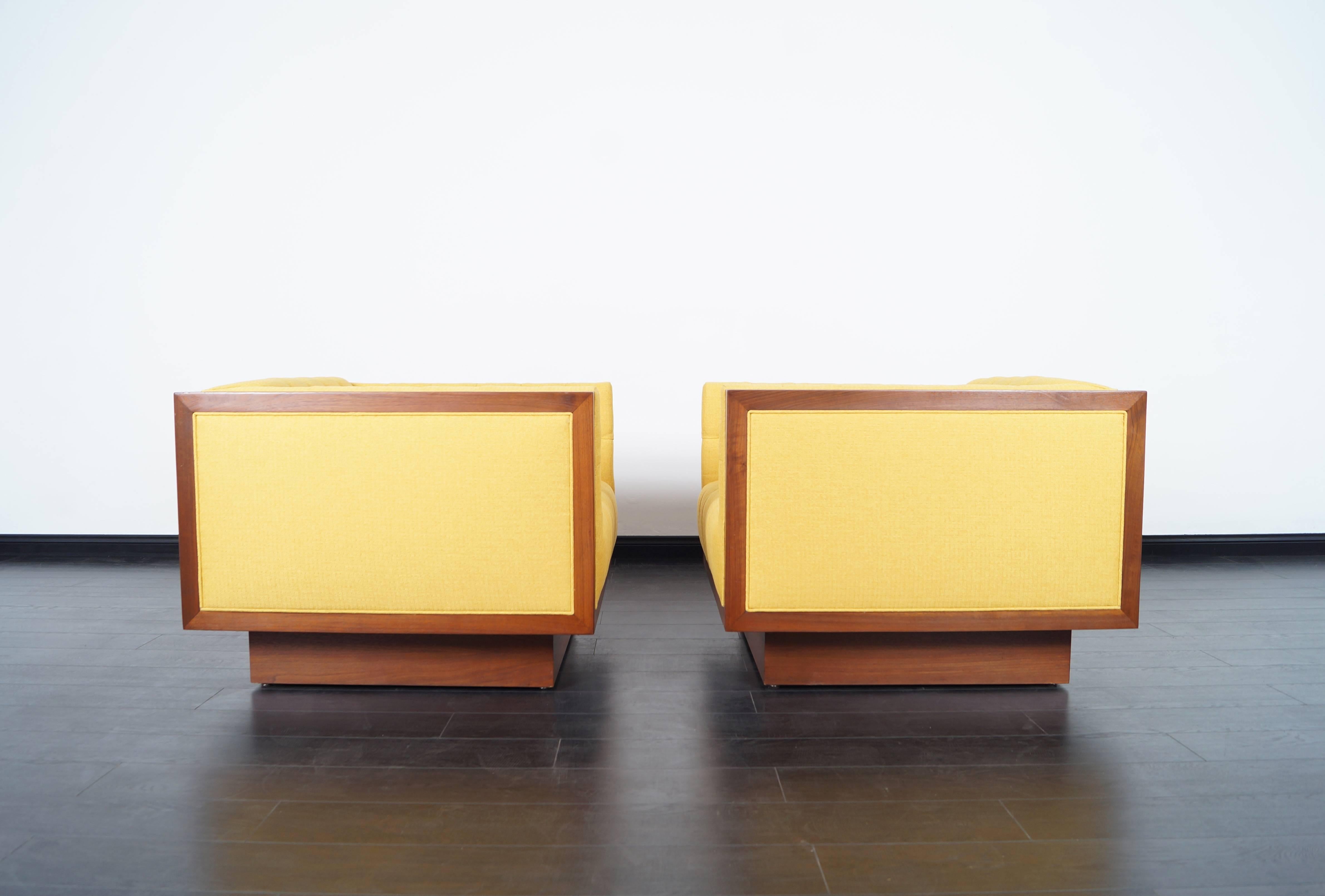 American Vintage Tufted Lounge Chairs by Milo Baughman
