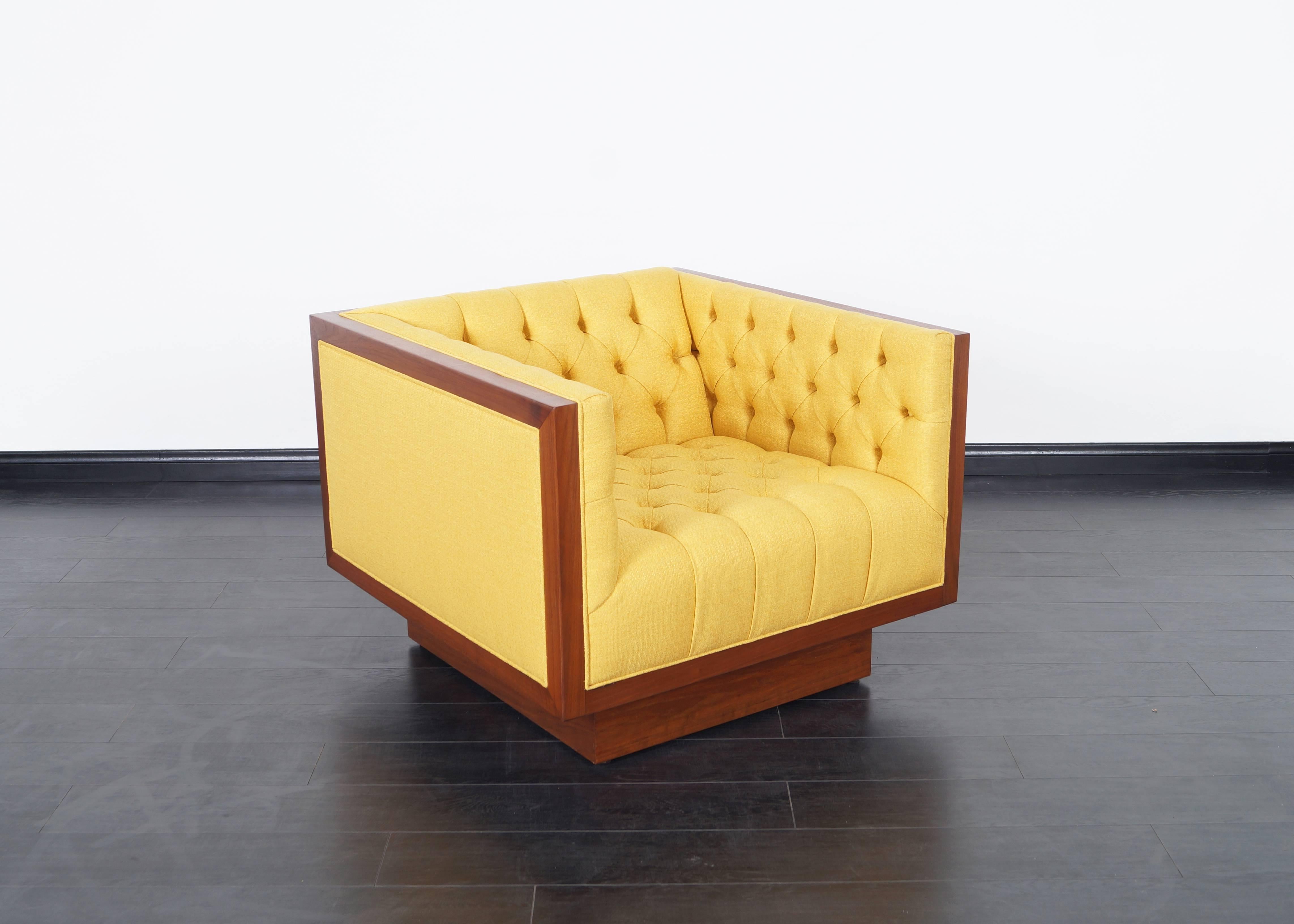 Mid-20th Century Vintage Tufted Lounge Chairs by Milo Baughman