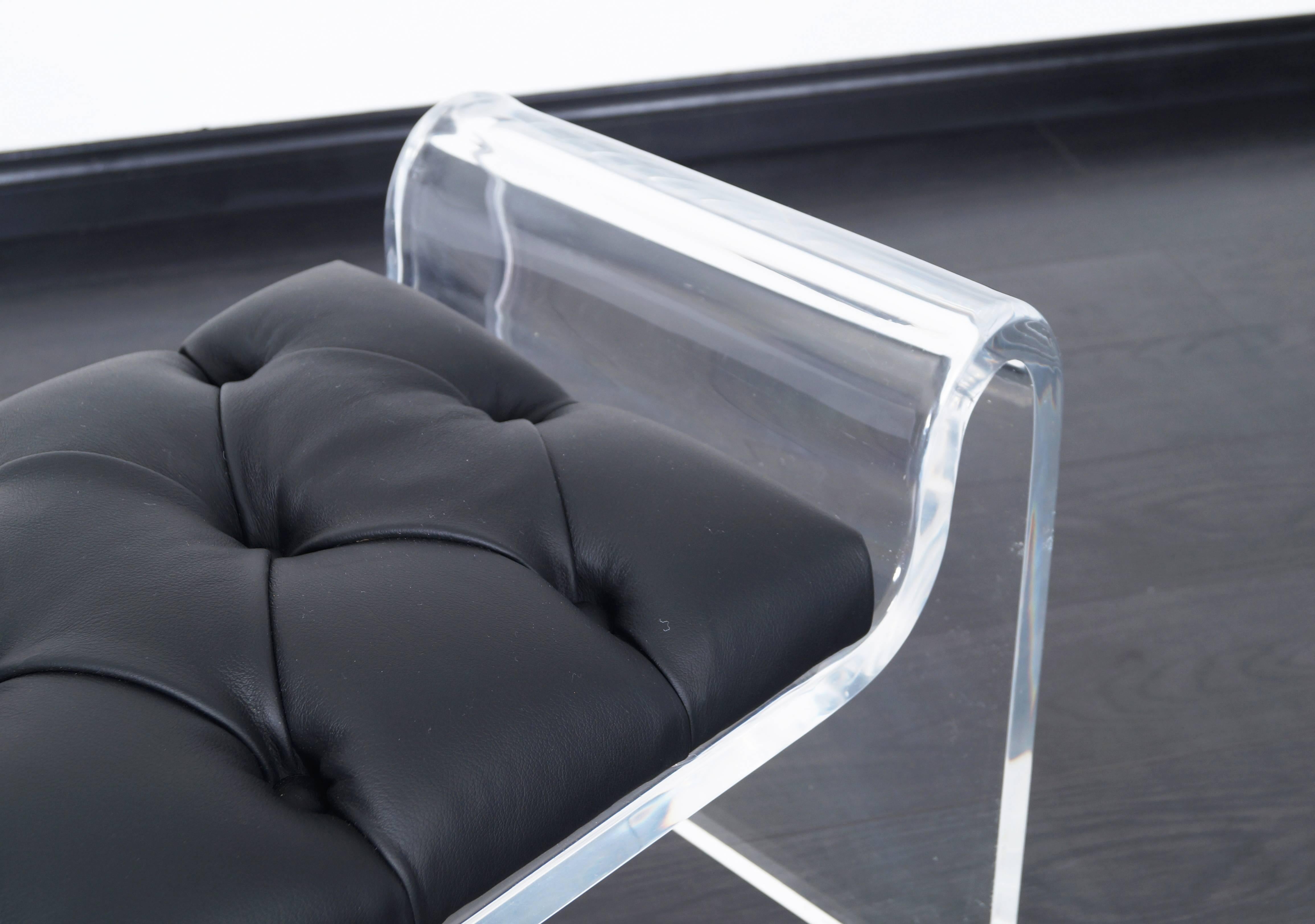 Sculptural Lucite and Leather Bench 1