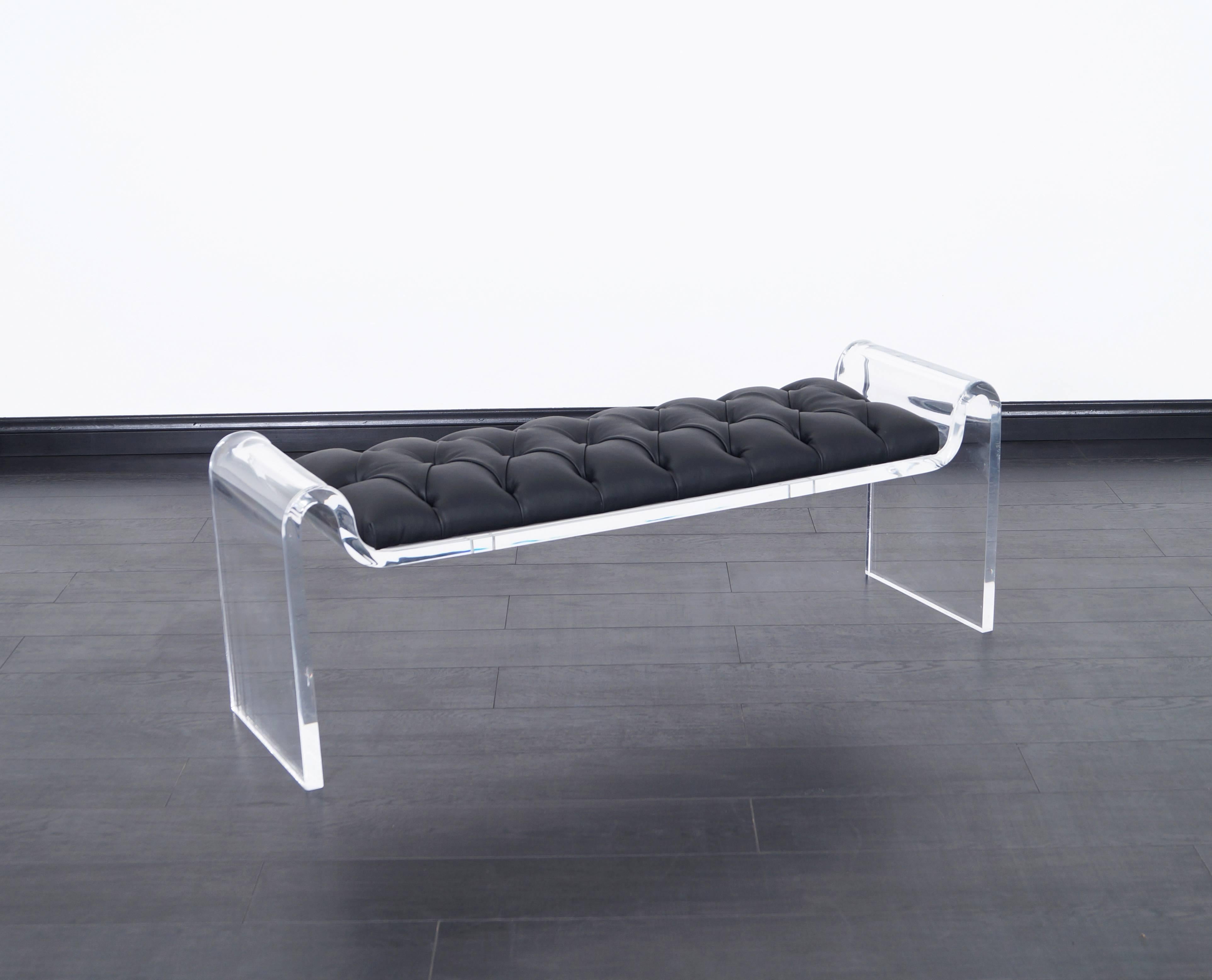 Sculptural Lucite and Leather Bench 2