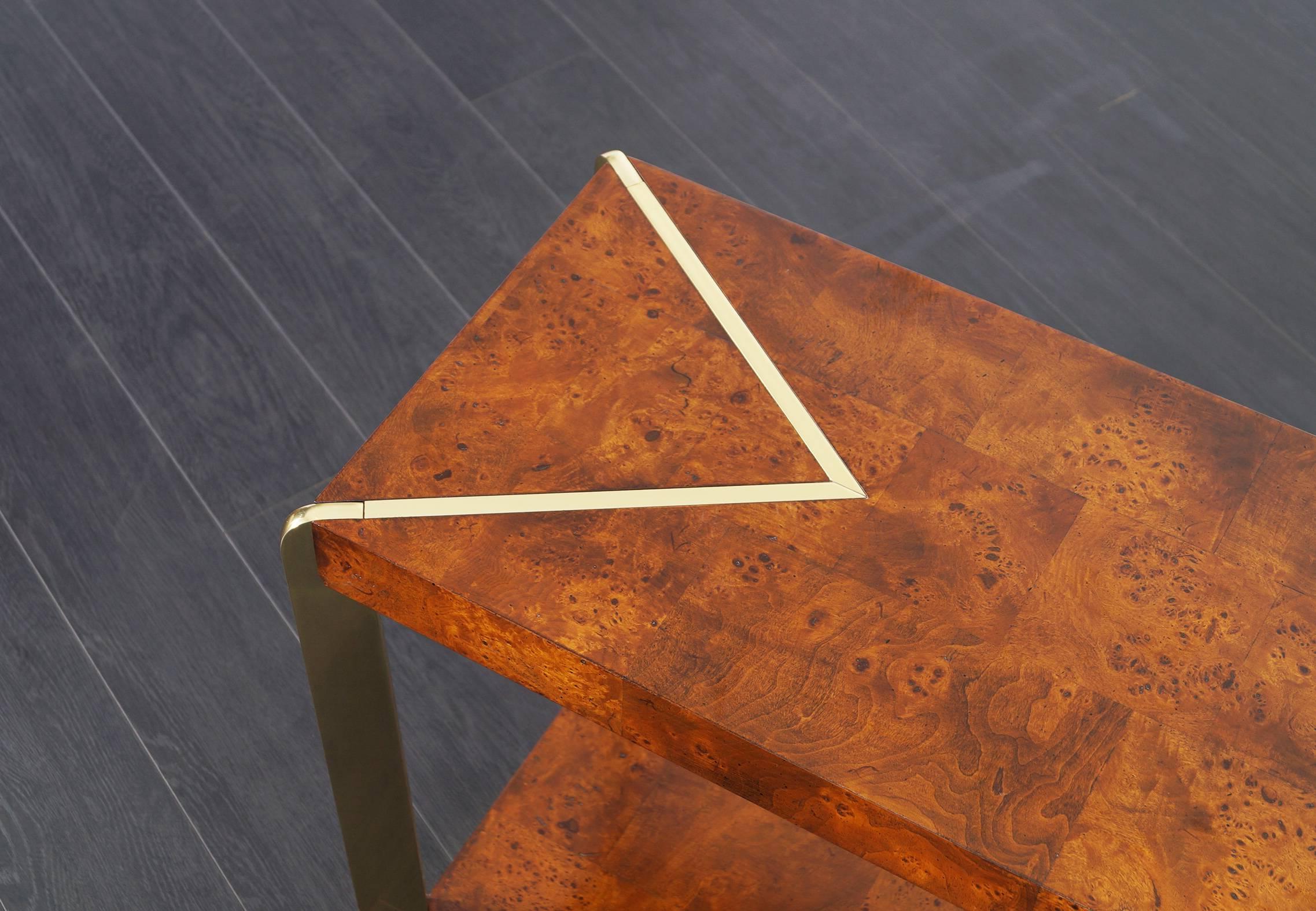 American Vintage Burl Wood Console Table