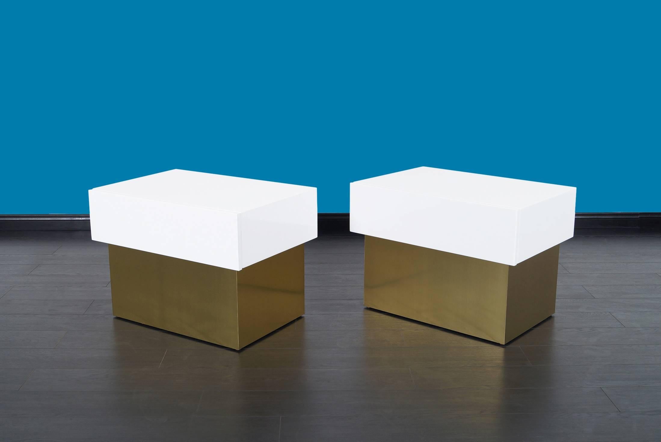 Mid-Century Modern Vintage Polished Lacquered Nightstands by Steve Chase