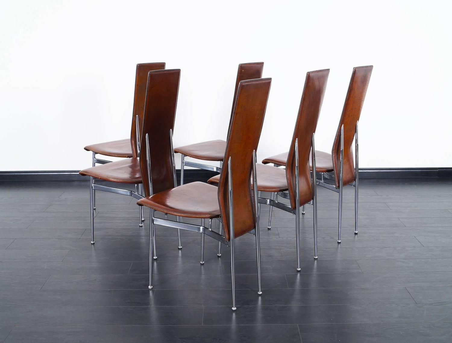 Italian Leather Dining Chairs For Sale at 1stdibs