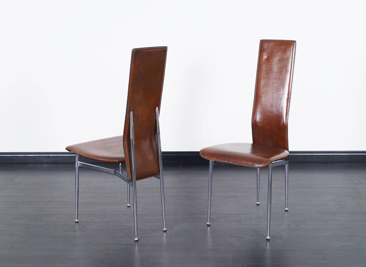 Italian Leather Dining Chairs For Sale at 1stdibs