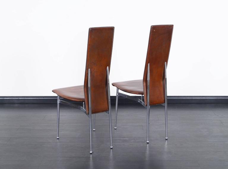 Italian Leather Dining Chairs at 1stDibs