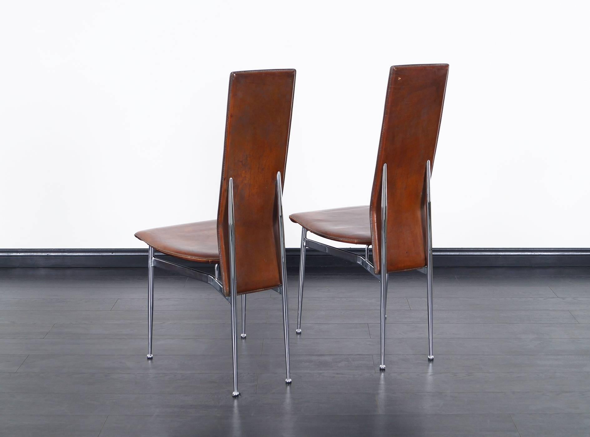 Mid-Century Modern Italian Leather Dining Chairs