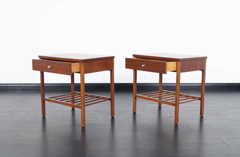Vintage Walnut and Rosewood Nightstands by Stanley at 1stDibs
