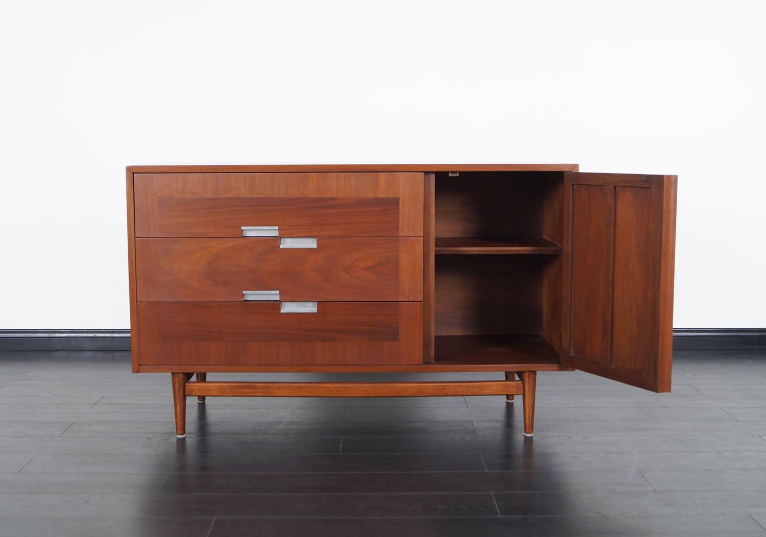 Vintage Walnut and Cane Credenza by American of ...