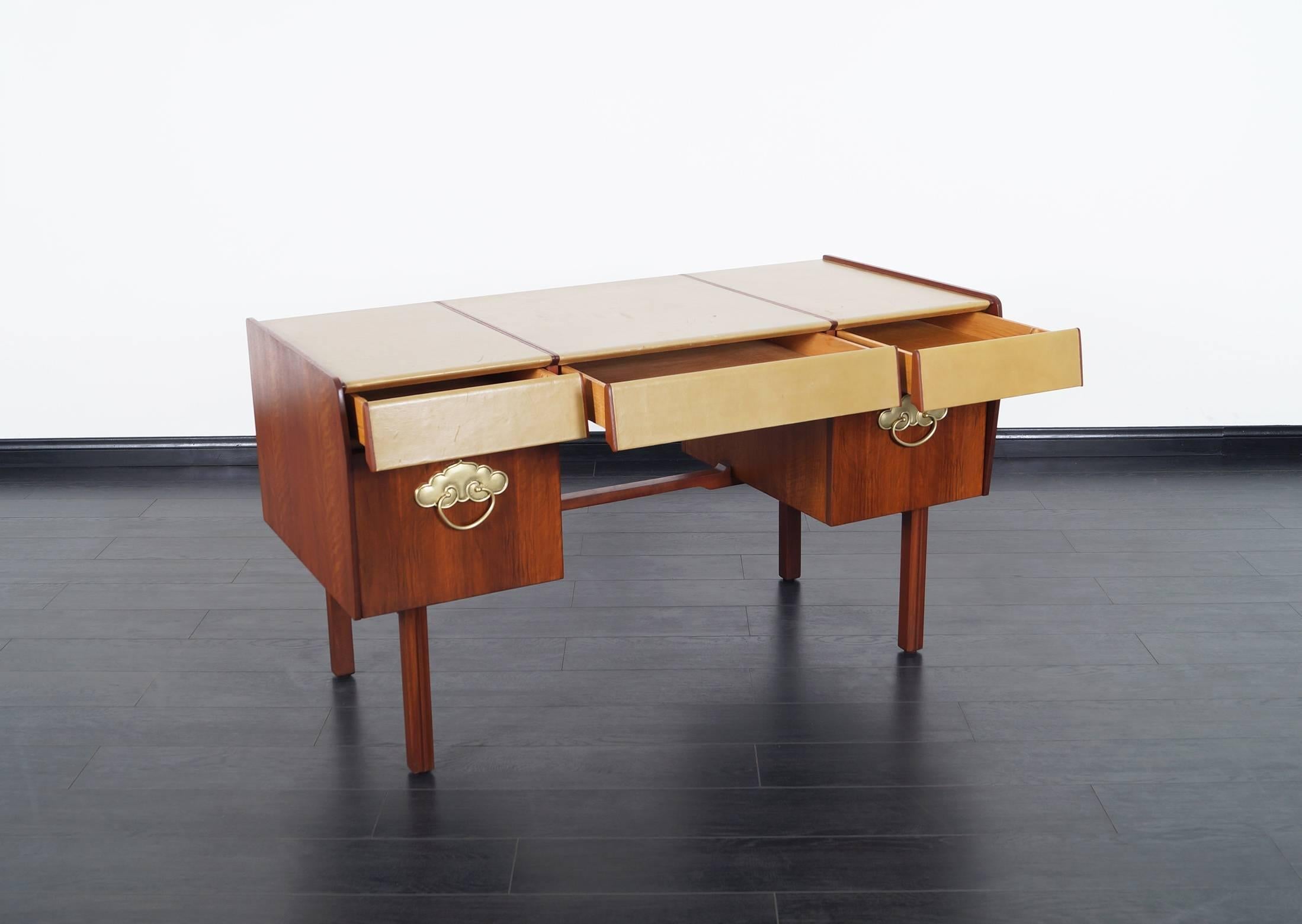 American Vintage Leather Top Desk by John Widdicomb