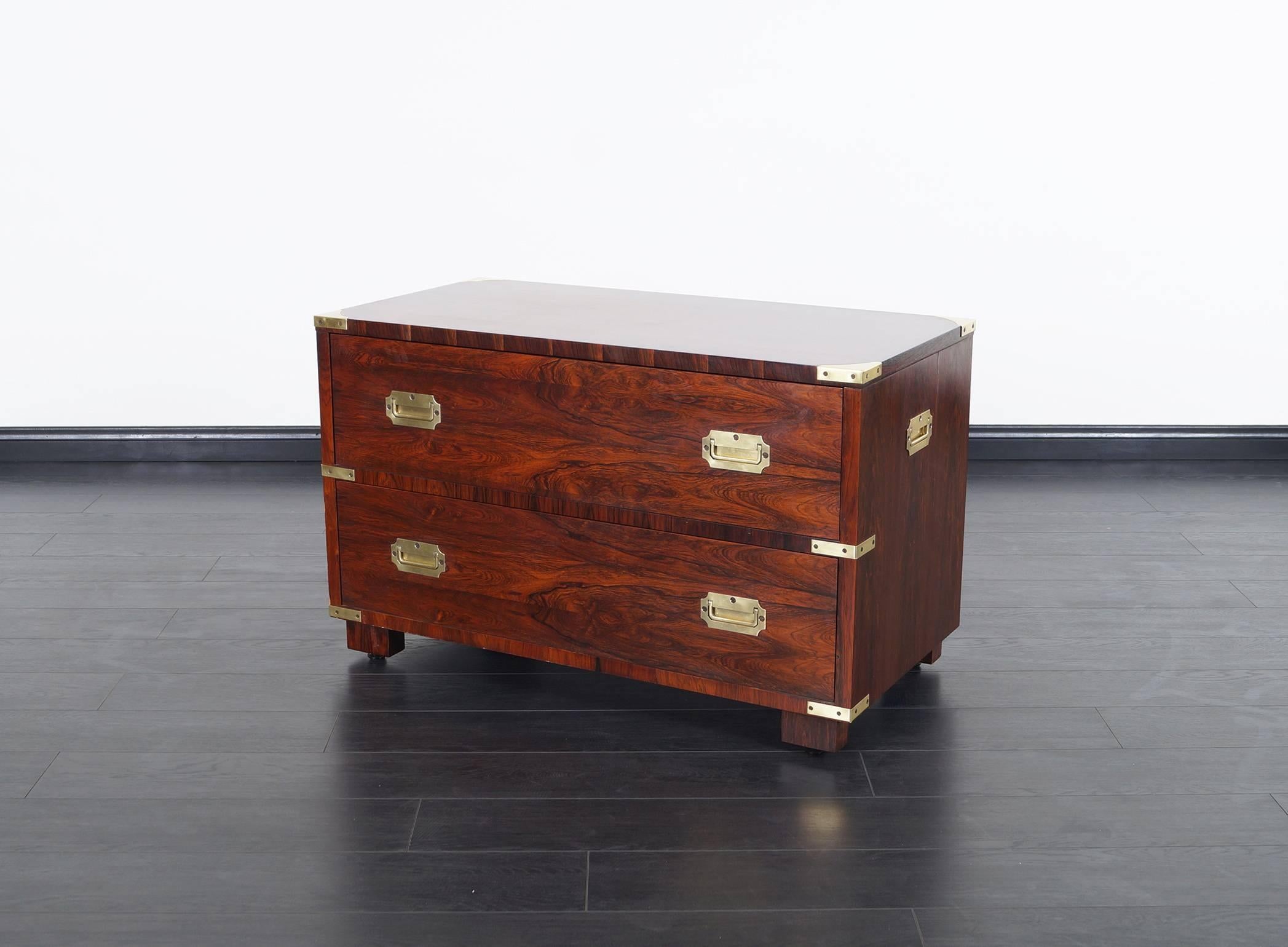 American Vintage Rosewood Campaign Style Chest of Drawers by John Stuart