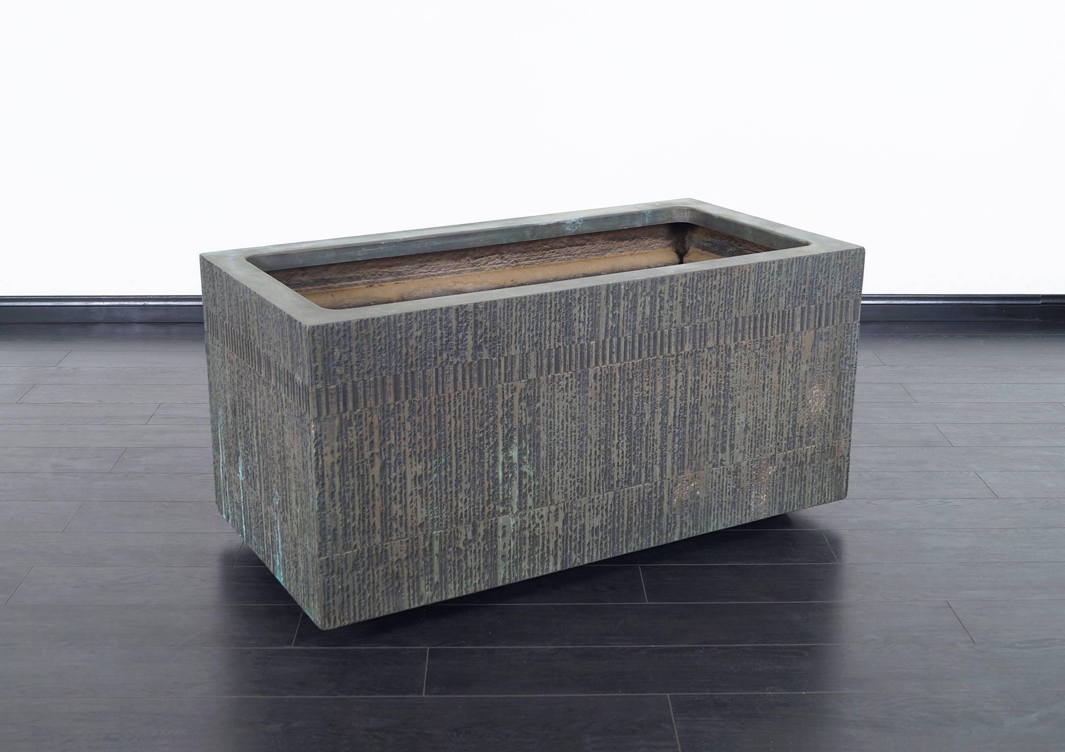 Mid-Century Modern Massive Cast Bronze Resin Planter by Forms and Surfaces