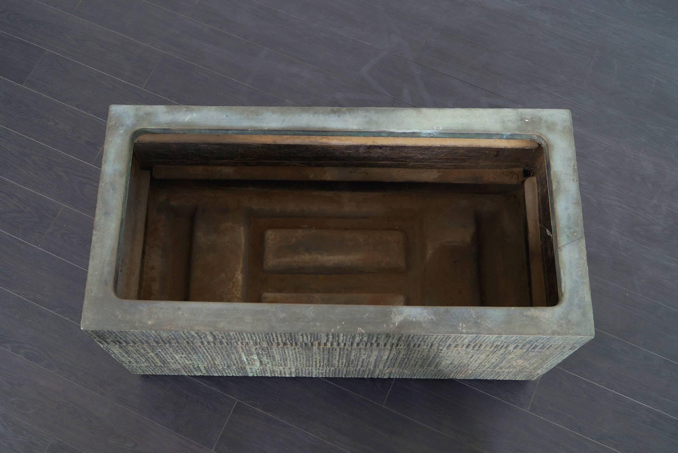 Late 20th Century Massive Cast Bronze Resin Planter by Forms and Surfaces