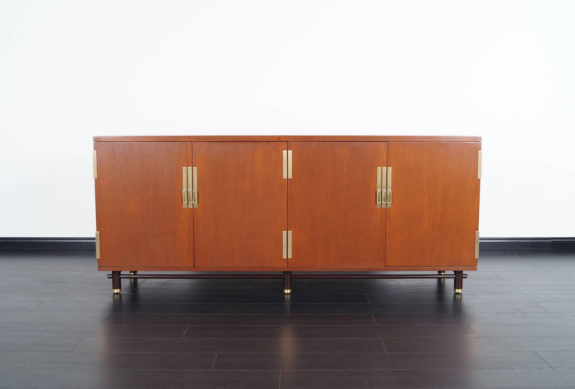 Mid-Century Teak Credenza by Michael Taylor for Baker In Excellent Condition In North Hollywood, CA