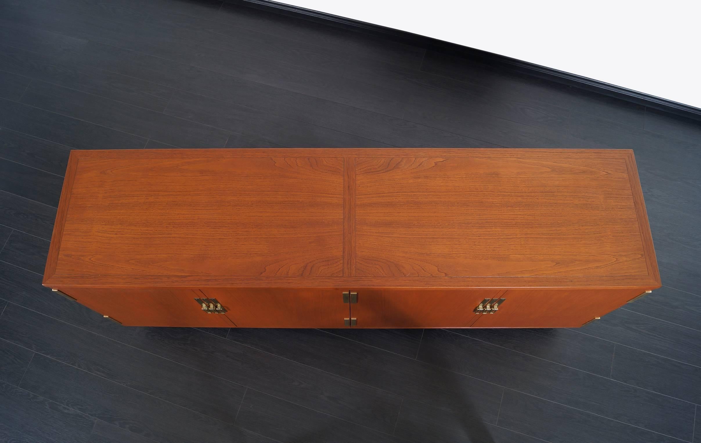 Brass Mid-Century Teak Credenza by Michael Taylor for Baker