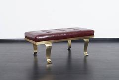 Modernist Brass and Leather Bench Attributed to Arturo Pani