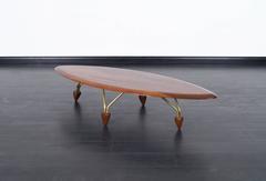Vintage Walnut "Surfboard" Coffee Table by John Keal