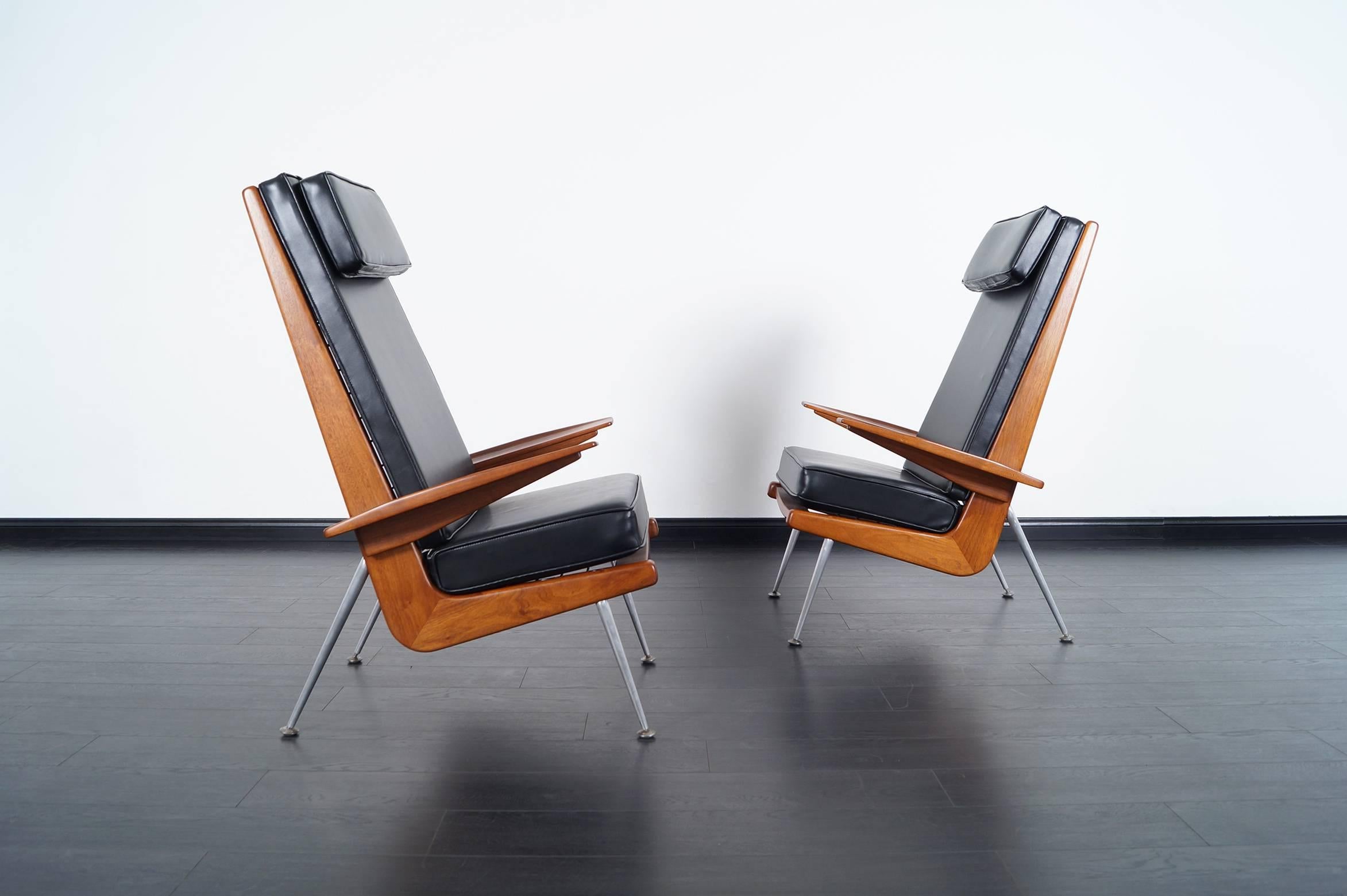 American Mid-Century Modern Walnut High Back Chairs