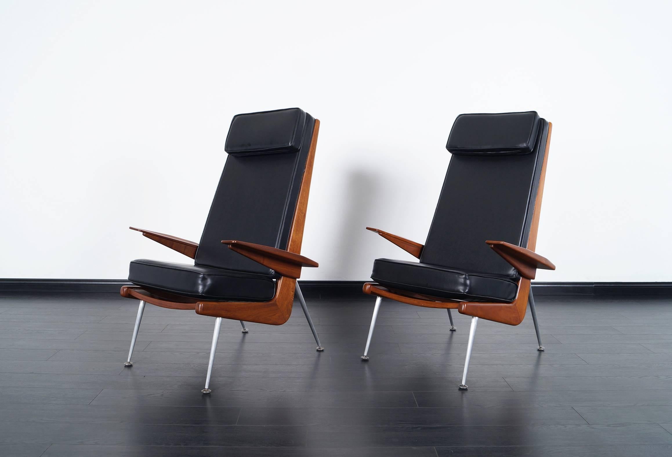 Mid-20th Century Mid-Century Modern Walnut High Back Chairs