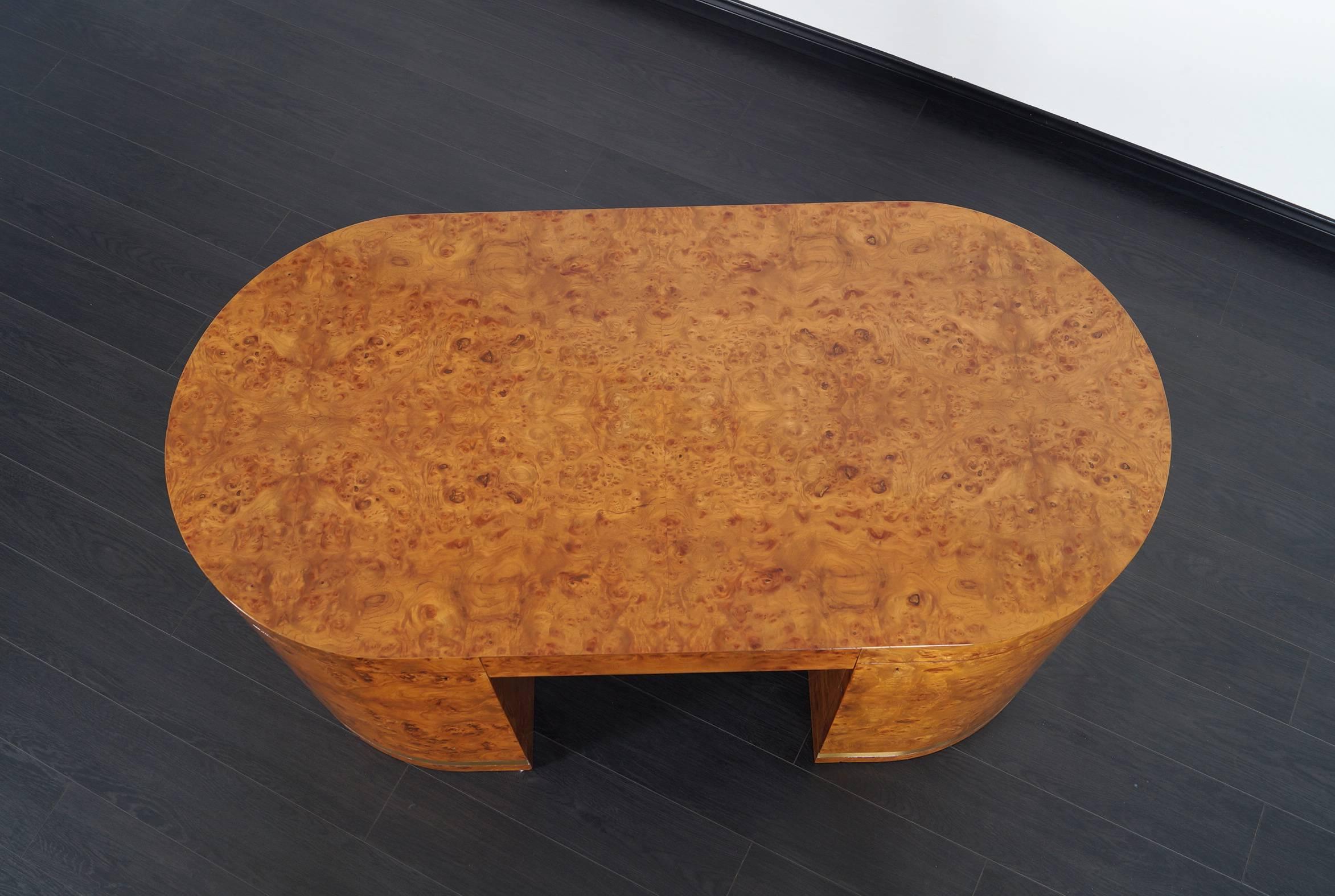 Mid-Century Modern Vintage Burl Wood Desk